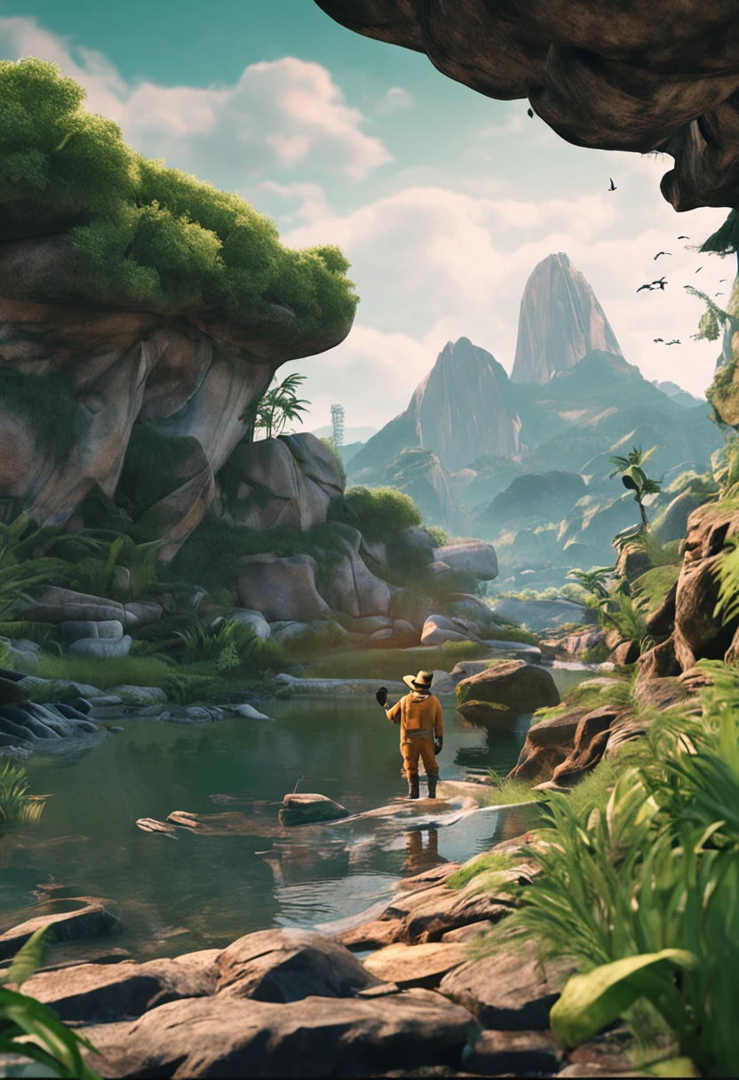 3D tide play,Green overalls,The hat is the silhouette of the Wutong Mountain logo