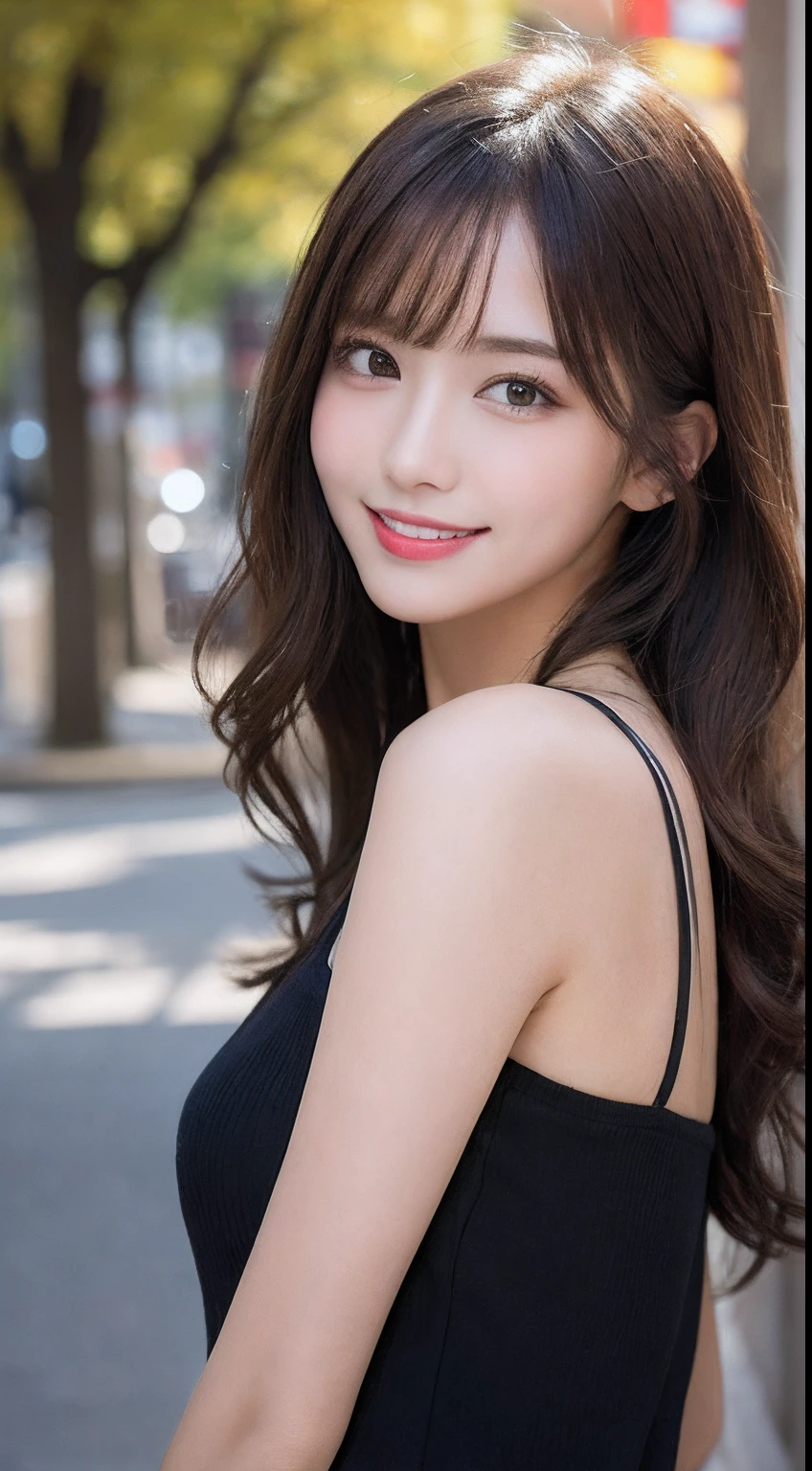masutepiece, Best Quality, Illustration, Ultra-detailed, finely detail, hight resolution, 8K Wallpaper, Perfect dynamic composition, Beautiful detailed eyes, Autumn Women's Fashion,waved hair,small tits、Natural Color Lip, Bold sexy poses,Smile,Harajuku、20 years girl、Cute、Sexy shot looking at camera、Panties are visible、