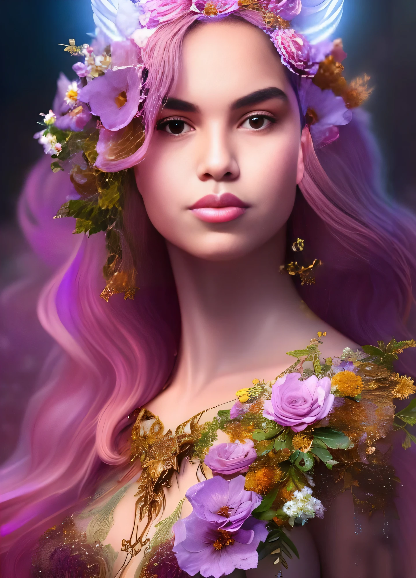 uma mulher com flores no cabelo e um vestido branco, retrato bonito da arte da fantasia, retrato bonito da fantasia, retrato da arte da fantasia, arte do retrato da fantasia, retrato de fantasia fosco detalhado, retrato da fantasia, retrato de fantasia digital, linda donzela fantasia, bela arte de fantasia, Tom Bagshaw Estilo de Arte, Retrato da Deusa, bela arte digital, arte digital fantasia arte, arte digital de fantasia detalhada, deusa flor