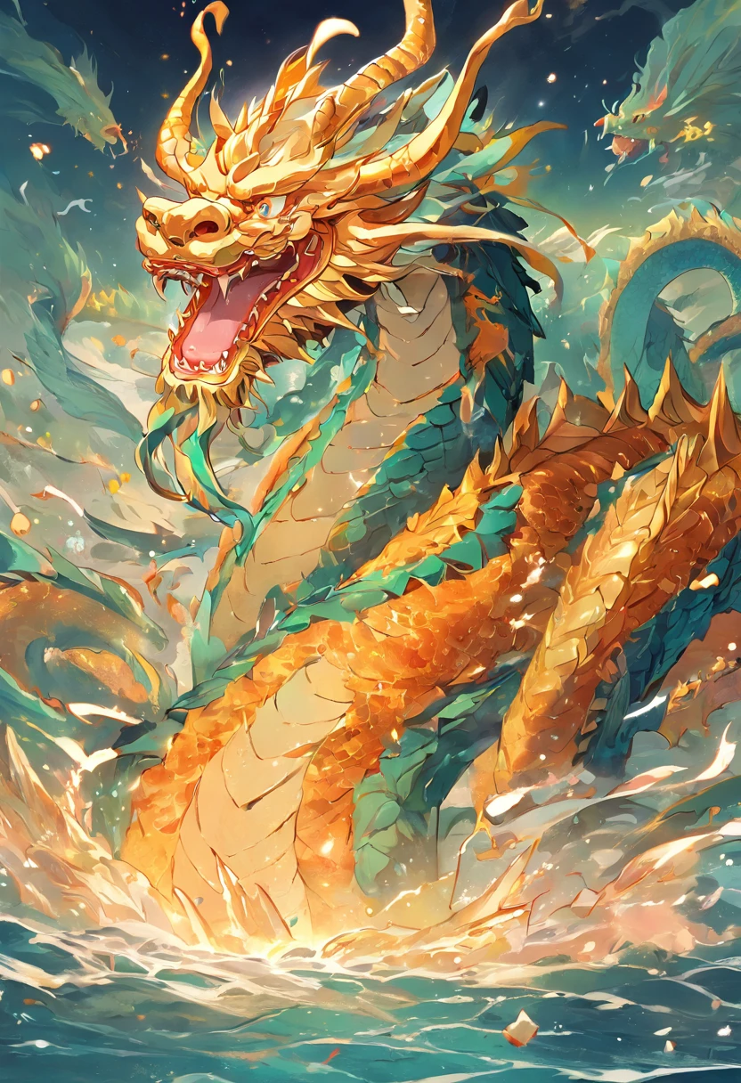 1. Chinese mythology, East Sea Dragon King, Majestic, Powerful, (Ancient deities:1.3), (Serpentine:1.2), (Beard and mustache:0.8), (Whiskers:0.9), (Huge size:1.5), scales, Vibrant colors, Shimmering water, (the reef:1.1), (Golden crown:1.2), (Dragon-shaped throne:1.4), (Flowing robes:1.1), (Dragon-shaped beard ornaments:1.3), (Emerald eyes:1.2), (pearls necklace:1.2), (Golden Trident:1.4), (levitating:1.1), (Sky clouds:1.3), (shimmering dazzling lighting:1.2), (Crashing waves:1.3), (A palace full of treasures:1.5), (Schools of colorful fish:1.2), (an underwater city:1.4), magnifica, Mythical, Magnificent, Extensive and detailed, standing apart, Traditional Chinese architecture.