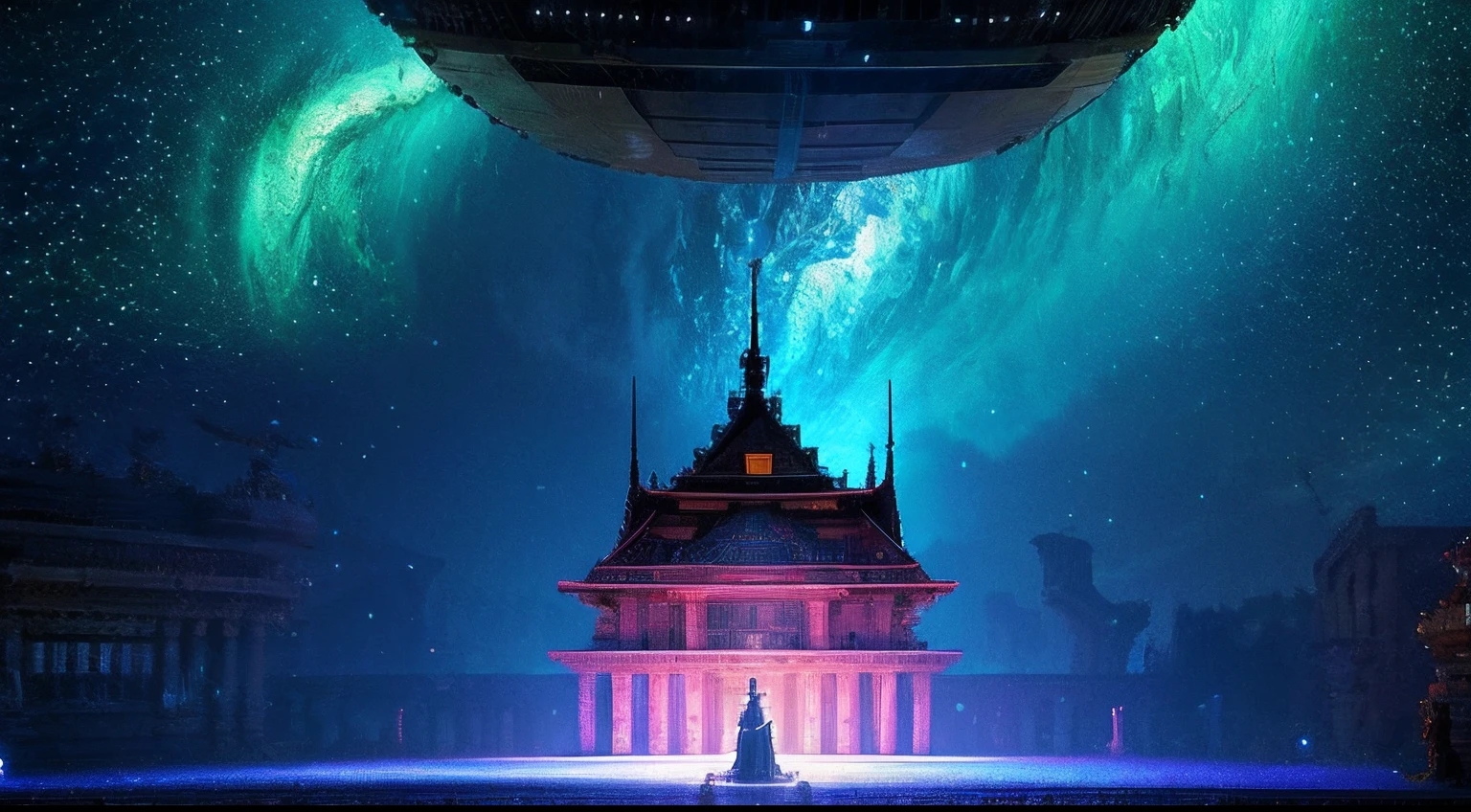 pixel game,scenography,fantastical scenes,Space Opera House,levitating, Pixel art #pixelart