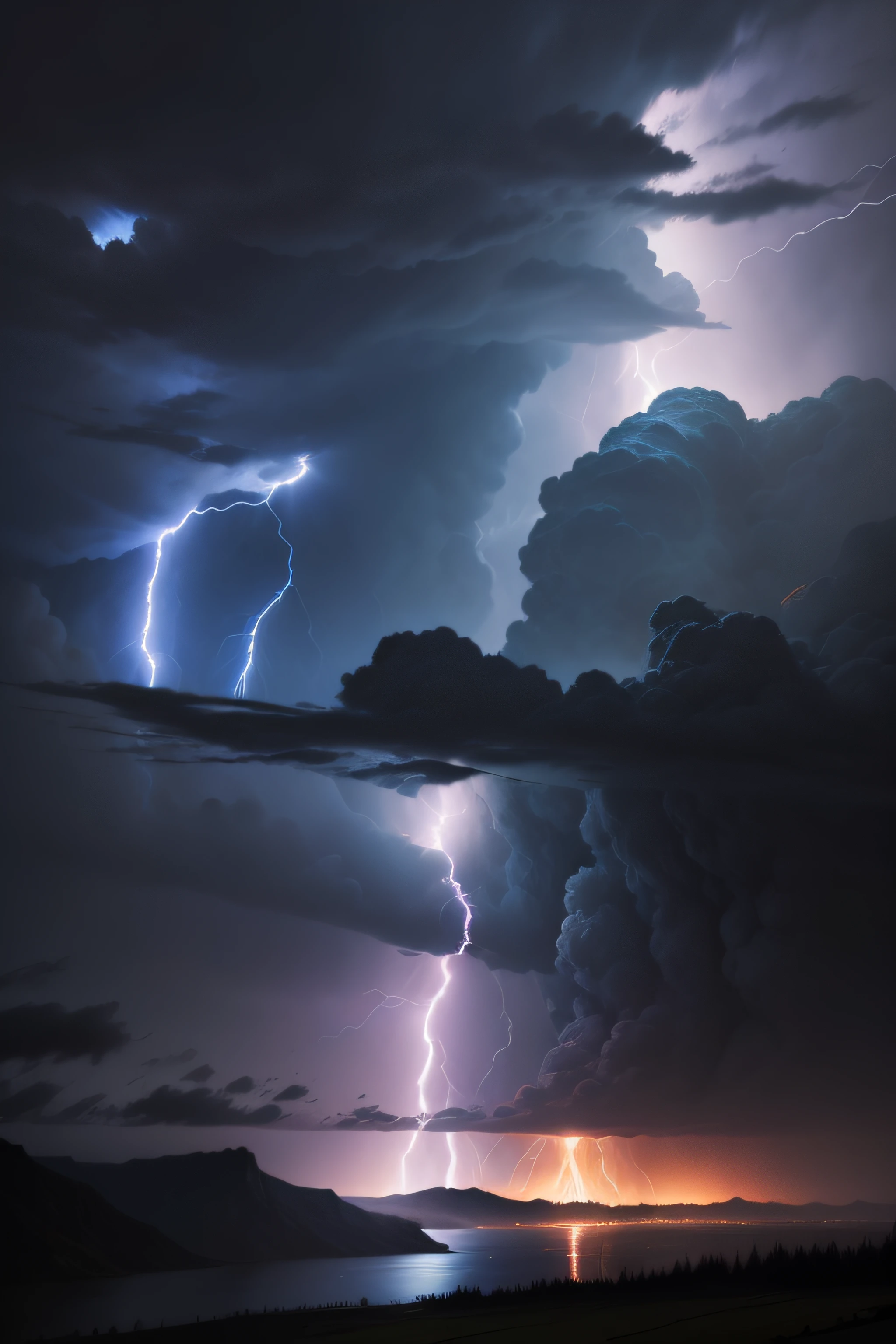 the coming of chryst on the clouds of the sky with lightnings and angel soldiers, 8k, uhd, iluminação baixa severa, alta qualidade, foco nitido, fujifilm XT3 --auto --s2