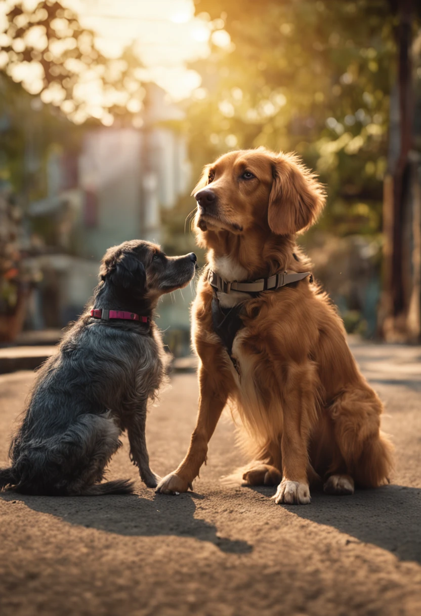 seven dogs with two cat