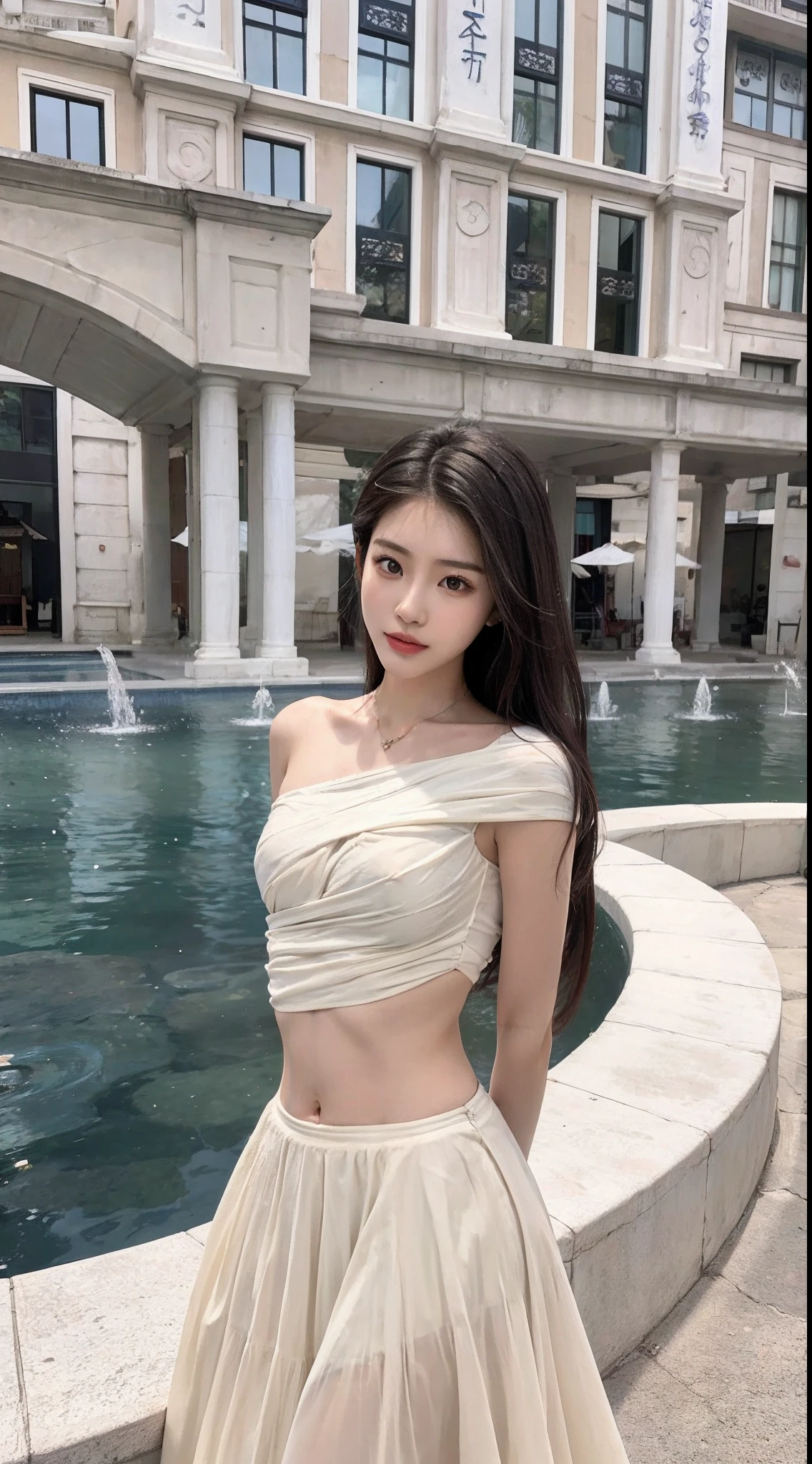 Arapei Asian woman in white dress poses in front of fountain, Gorgeous young Korean woman, gorgeous chinese models, Beautiful young Korean woman, smooth white tight clothes suit, Beautiful Asian girl, beautiful Korean women, xintong chen, dilraba dilmurat, Good young girl, Korean girl, young and cute girl, photo of slim girl model