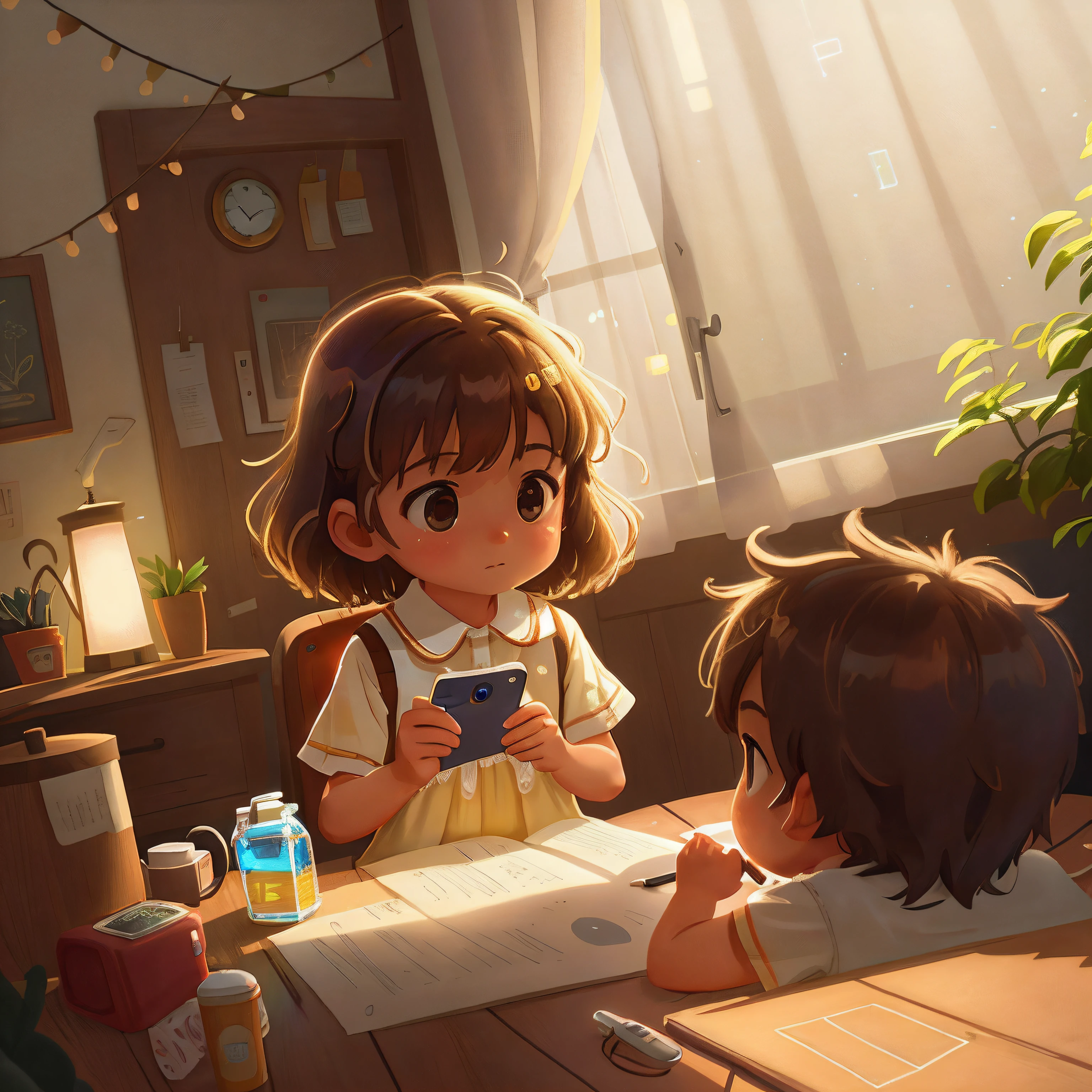 (Change the boy in the picture to girl 1.5),(A girl sitting and looking down playing with her phone 1.9),one-girl,Head down and play with your phone,
The Tyndall effect,lens flare glow,shadowing,Contre-Jour, depth of fields, natural lightting, hardfocus, filmgrain, Mirror light hologram,Ray traching,Semi-reflective illumination,Natural lighting,Incandescent Lamps,fiber-optics,gentle illumination,volumettic light,Contre-Jour,globalillumination,Ray traching,optics,Scattering,with light glowing,shadowing,Twinkle,glaring lights,