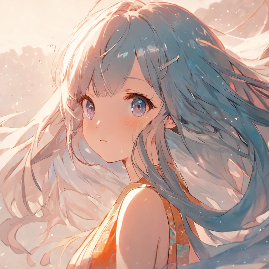 quadratic element，Gorgeous and cute Japanese woman，japanese beautiful woman，Delicate hair and eyes and face，long and flowing hair，ultra - detailed，a beauty girl，blue-sky，rays of sunshine，baiyun，Detailed clouds，adolable，Toothy smile，Laugh and open your eyes，Long straight hair，Heian period，Zephyr architecture，komono，clogs