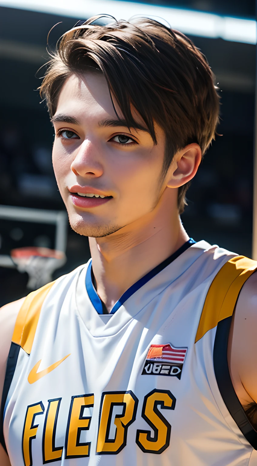 ((Men only)), (head shot), (Handsome muscle man in his 20s), (male basketball player), (basketball), (basketball court), (smile), (detaile: 1 in 1), Natural muscles, HIG quality, beautidful eyes, (Detailed face and eyes), (Face、: 1 / 2), Noise, Real Photographics、... ..................................................................................................................PSD, Sharp Focus, High resolution 8K, realisitic & Professional Photography, 8K UHD, Soft lighting, High quality, Film grain, FujifilmXT3