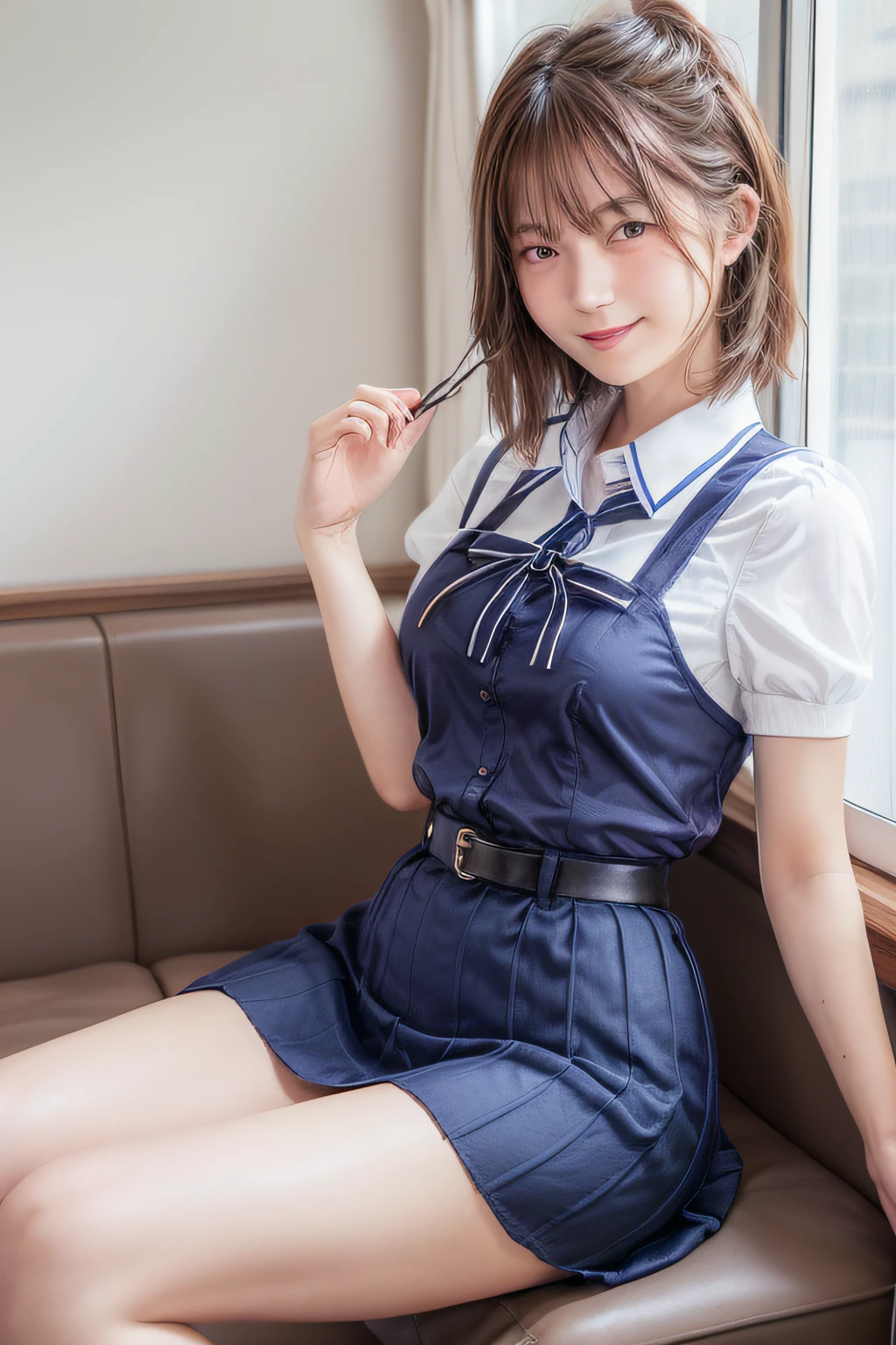 (masterpiece:1.2, Highest quality), (Realistic, photoRealistic:1.4), Beautiful illustrations, (Natural Side Lighting, Cinema Lighting), Written boundary depth,
Looking at the audience, Front view, 1 girl, English, high school girl, 20-year-old, Perfect Face, Symmetrical cute face, Glowing Skin, Leg spread,
(Bob Hair:1.7,blonde), Asymmetrical bangs, Big eyes, Droopy eyes, long eyelashes chest), thin,
Beautiful Hair, Beautiful Face, Beautiful and beautiful eyes, Beautiful clavicle, Beautiful body, Beautiful breasts, Beautiful thighs, Beautiful legs, Beautiful fingers,
((Quality fabric texture, Brown knitted vest, Short sleeve white collar shirt, Navy Pleated Skirt, Navy bow tie)),
(Beautiful views), evening, (Inside the flower shop), Are standing, (smile, Superior, Open your mouth), (((Skirt Lift, White panties, Genitals are visible))), Full Body Shot, Dark blue socks, Sexy Face,(Exposed breasts、BRA PULL DOWN、Nipple exposure)、BRA PULL DOWN
