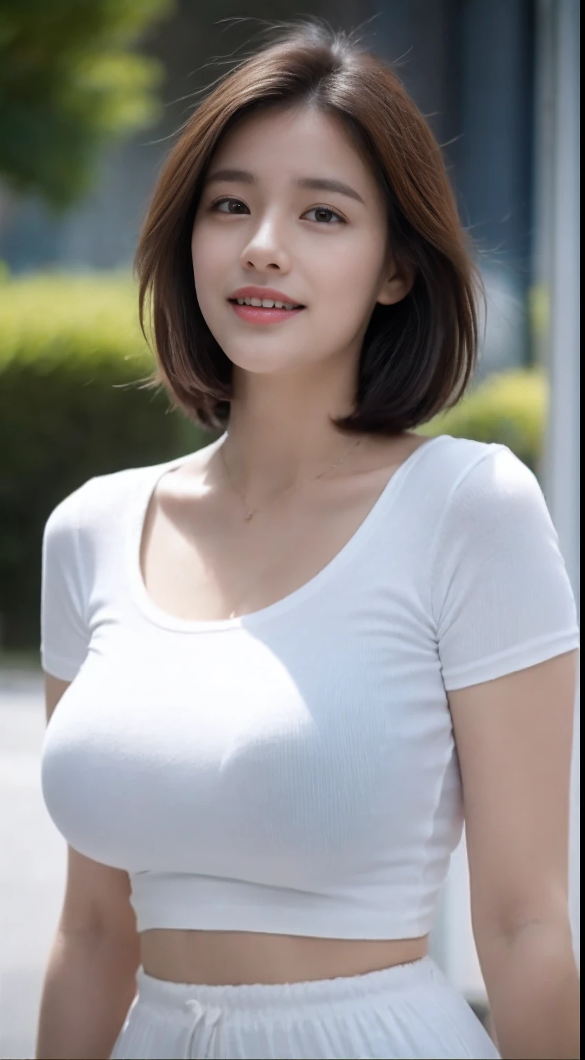 ((Best quality, 8K, Masterpiece: 1.3)), Sharp focus: 1.2, A beautiful woman with perfect body: long wet hair, 1.4, Slim abdomen: 1.2, ((layered haircuts, Small breasts: 1.2)),  (Thin, damp buttons，Up to shirt length: 1.1), (White shirt wet by rain), (rain, street: 1.2), Wet body: 1.1, Highly detailed face and skin texture,  Detailed eyes, 二重まぶた, Tanned skin, Sexy, Conque, Heavy rain n background