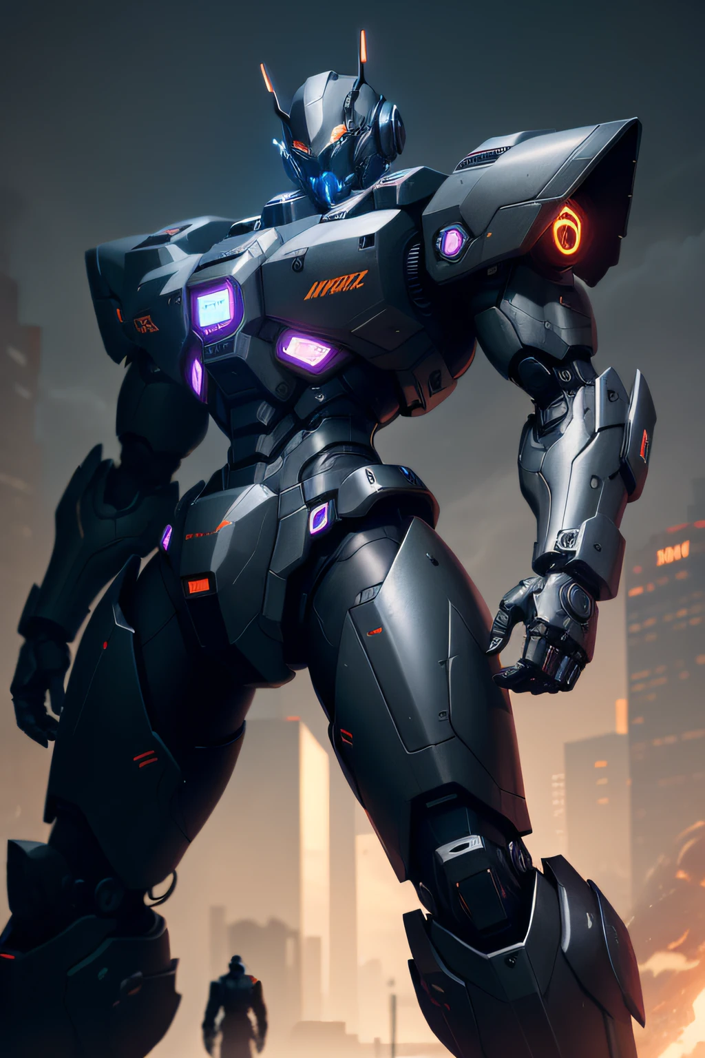 Black color mecha,cyber punk perssonage