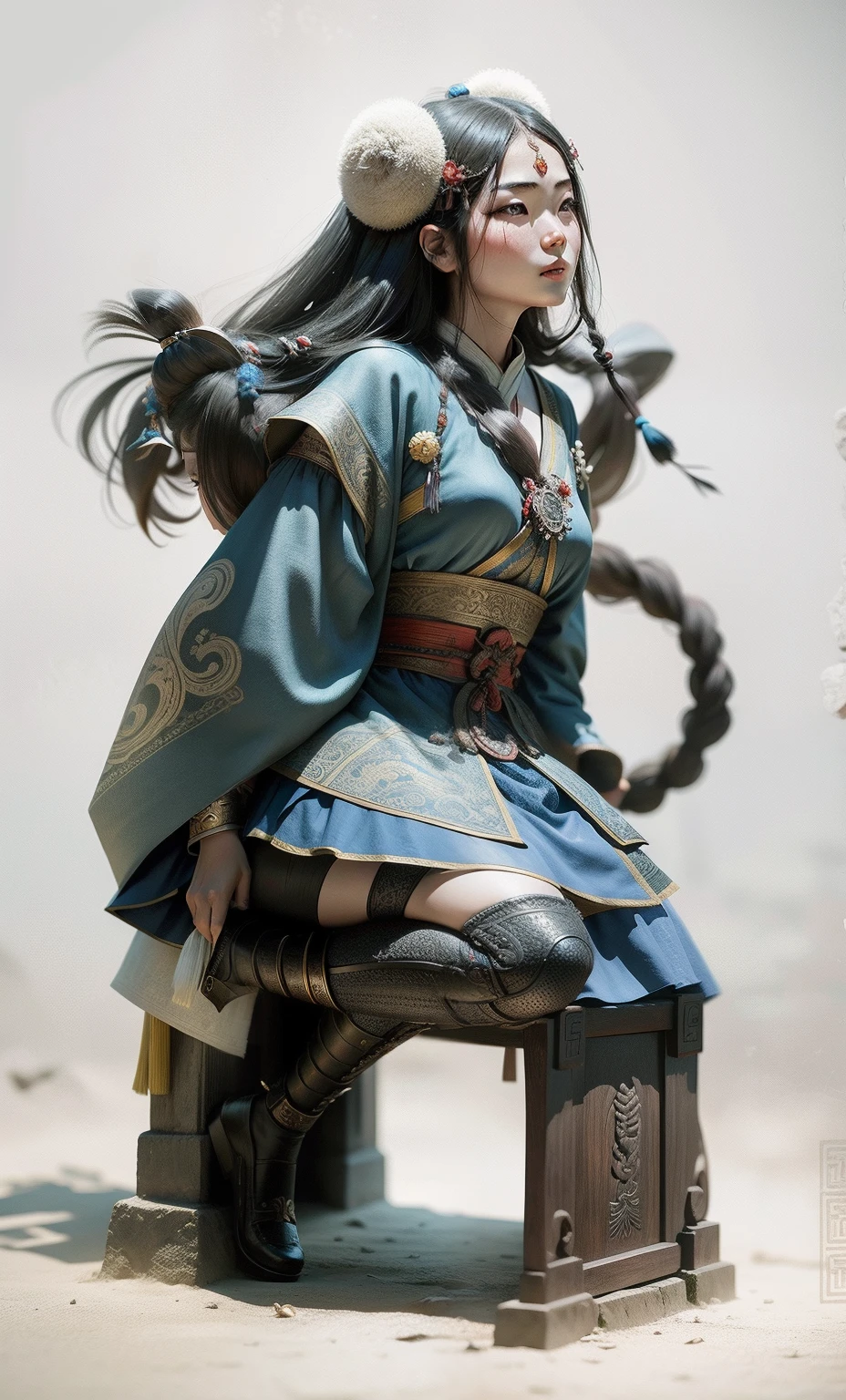 Shang Dynasty girl，Ancient maiden，National style，Hyper-realistic，hyper-detailing，Photo texture