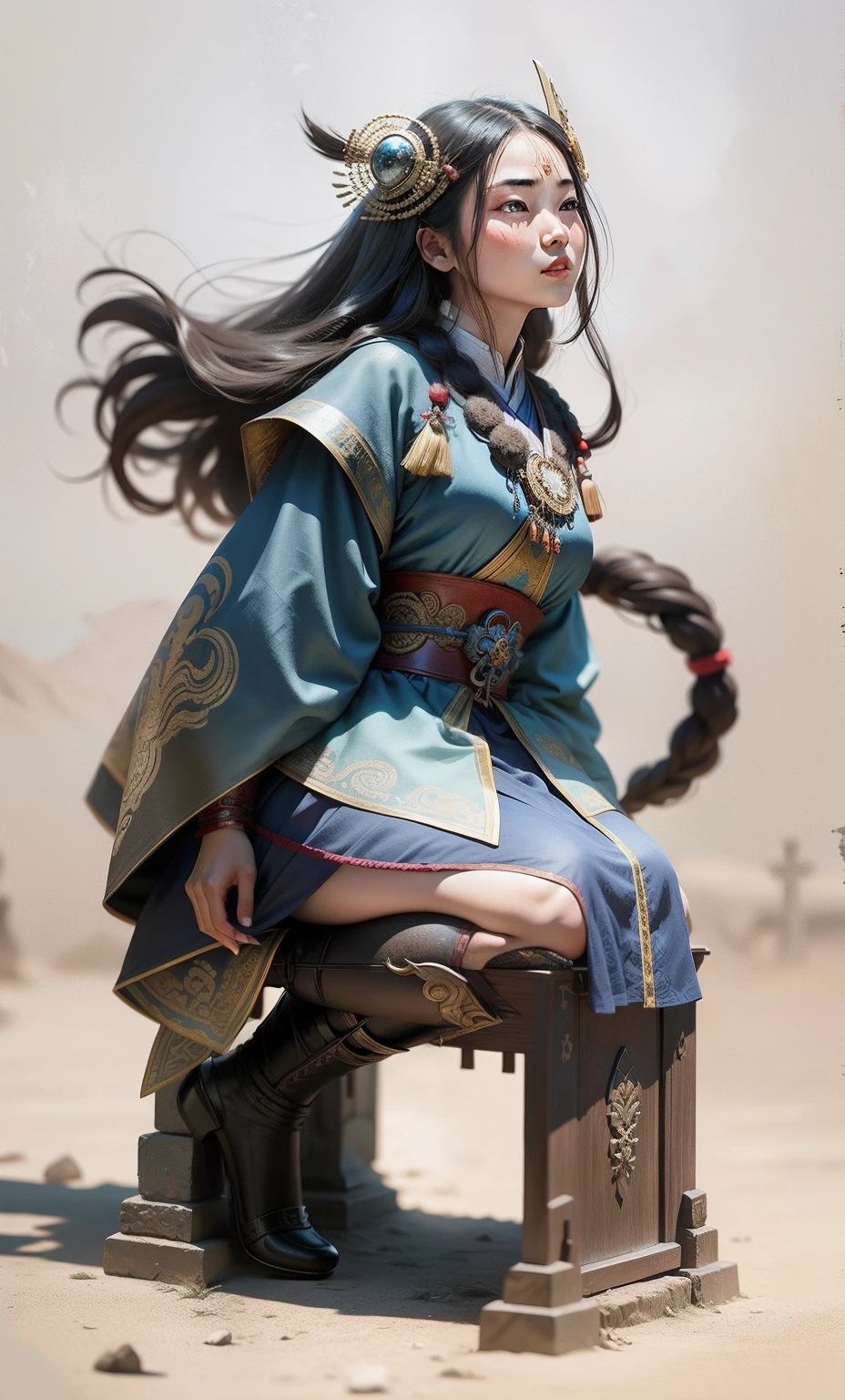 Shang Dynasty girl,Ancient maiden,National style,Hyper-realistic,hyper-detailing,Photo texture
