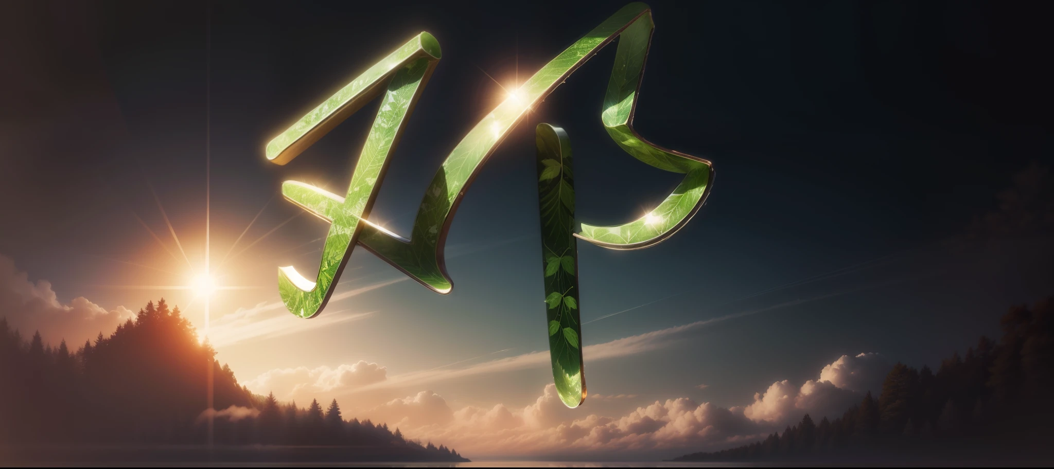 A transparent font composed of leaves
