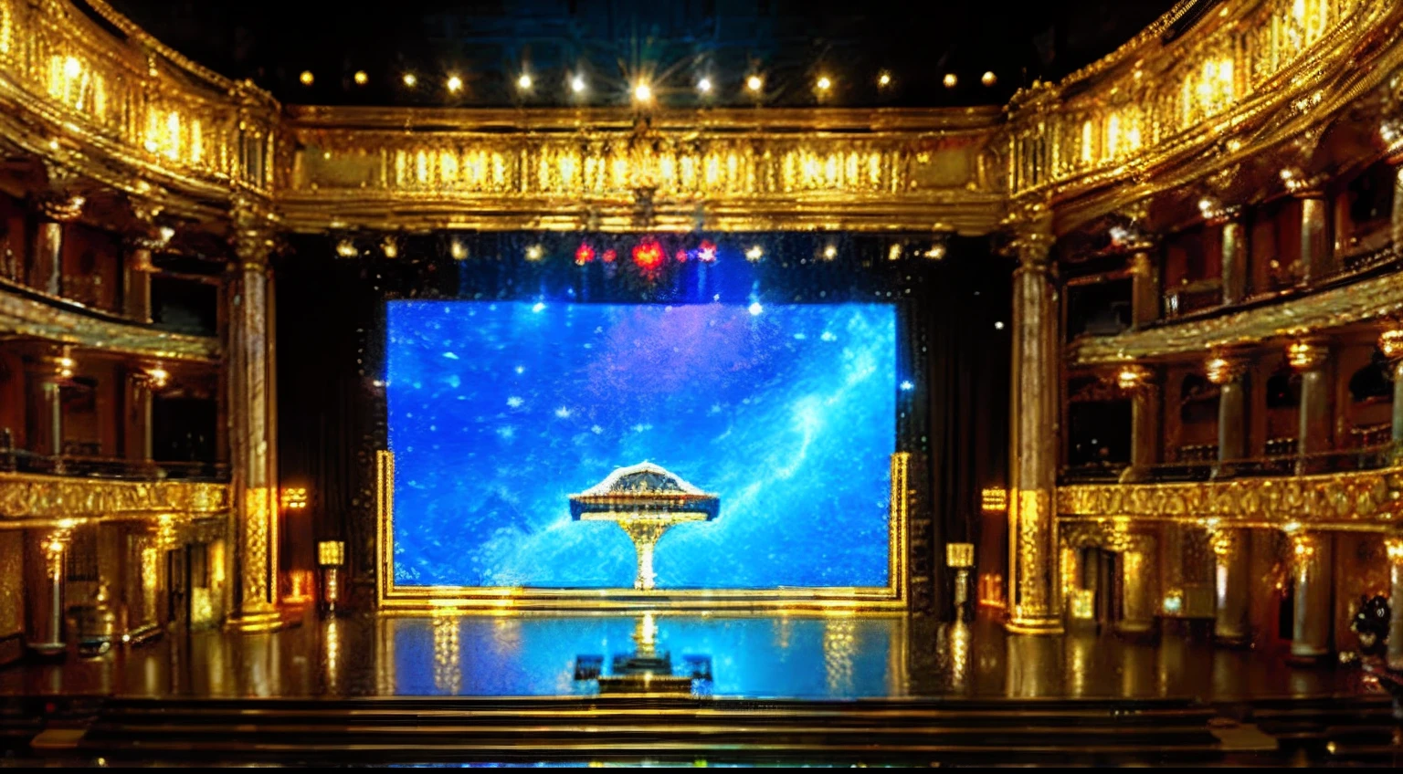 pixel game,scenography,fantastical scenes,inside in room,Space Opera House,gold, Pixel art #pixelart