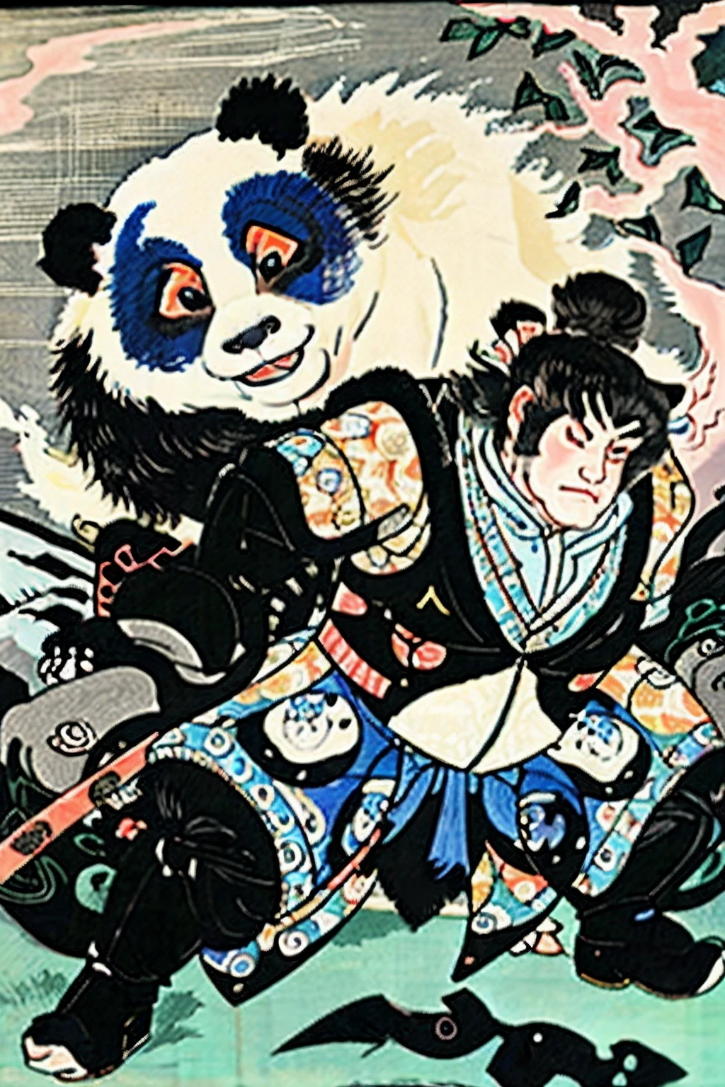 extreme detail description,Utagawa Kuniyoshi,((1panda)),(Emotional body movements:1.3),
negative space, shuimobysim, bonian, bonian in background ,shukezouma, ,nffsw,nffsw,8K, Best Quality,