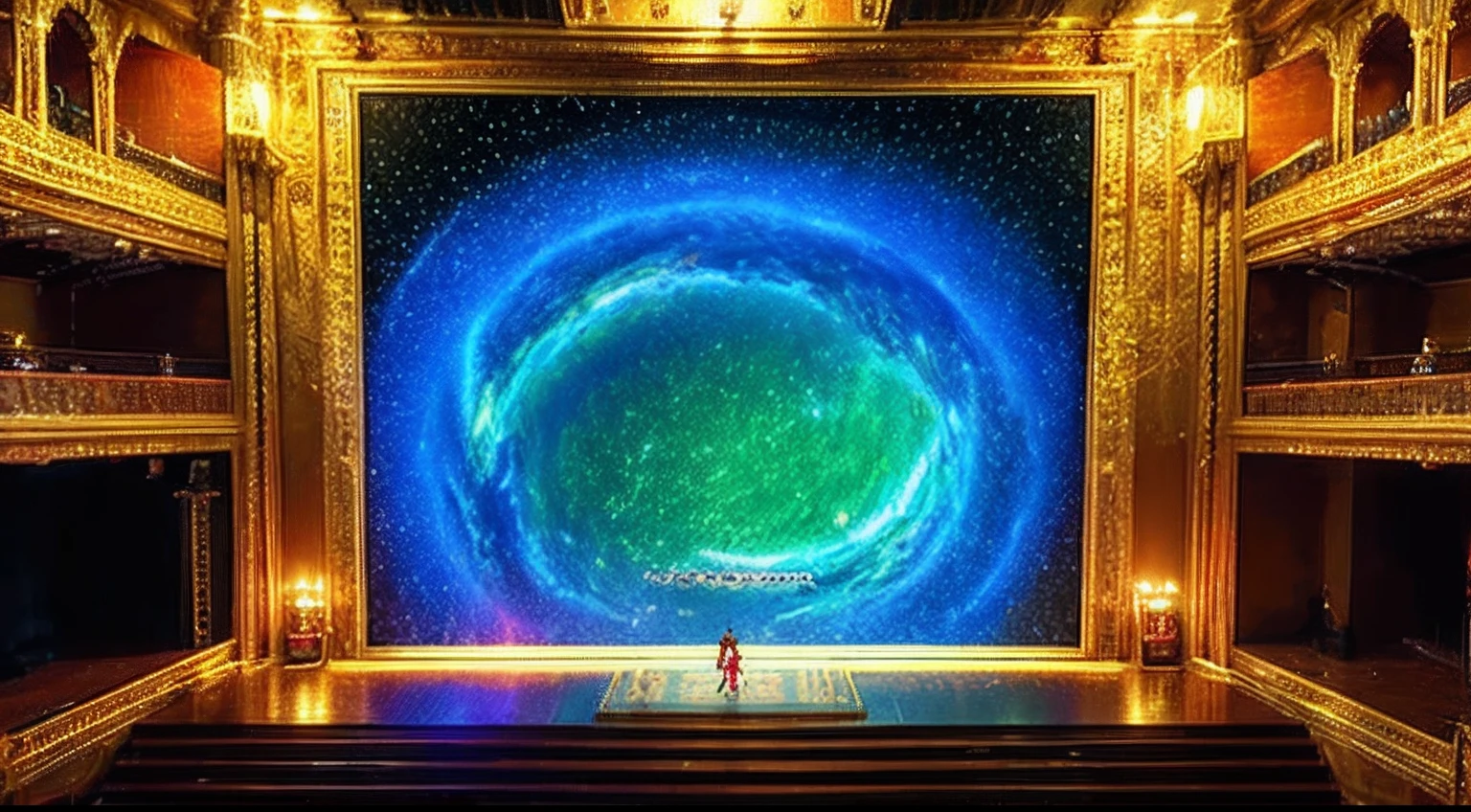 pixel game，scenography，fantastical scenes，inside in room，Space Opera House，gold， Pixel art #pixelart