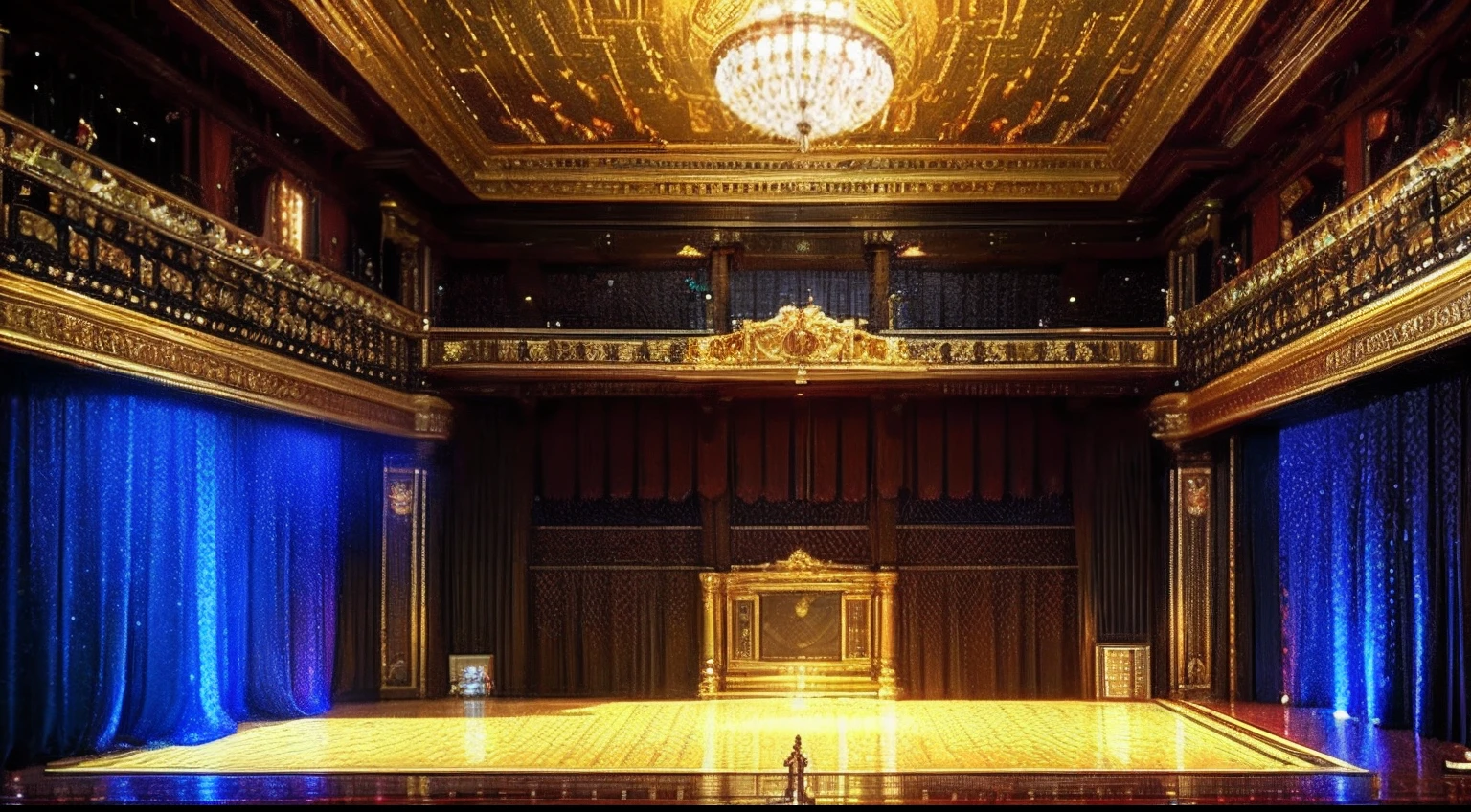 pixel game，scenography，fantastical scenes，inside in room，Space Opera House，gold， Pixel art #pixelart