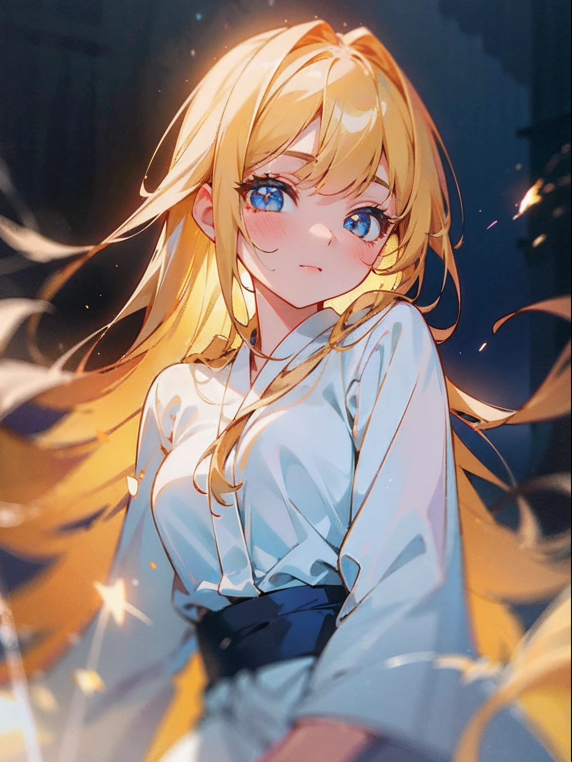 bright expression、photorealisim、top-quality、超A high resolution、a picture、Exquisitely beautiful Nordic girl photo、Detailed cute and beautiful face、(pureerosface_v1:0.008)、Beautiful bangs、alice in the wonderland、14years、Glowing white shiny skin、facial hairs、Bangs that extend to the face、bangss、Hair between the eyes、Super long hair、Attractive bright natural blonde super long straight silky hair、finer hair、Attractive glowing beautiful bright clear light blue big eyes、bathrobe、eye liner、Double eyelids、ample breasts、sparklers、
