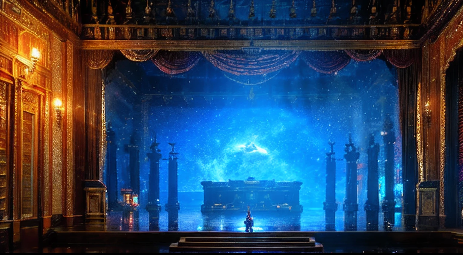 pixel game,scenography,fantastical scenes,inside in room,Space Opera House, Pixel art #pixelart