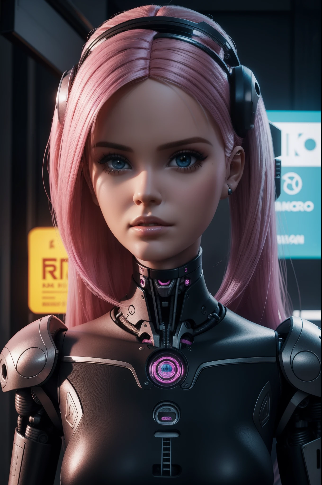 Obra prima , realismo , Barbie , boneca , robotical, mechanical parts , ultra realista, fundo cyberpunk, 8k