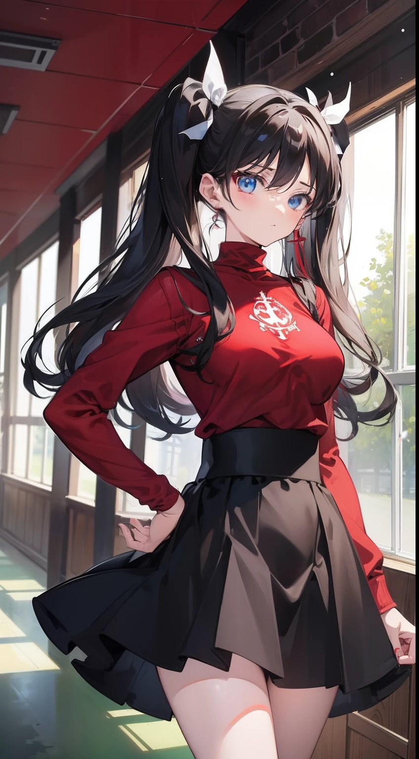 Chinese hair ager, king, brown eyes, wide lips, with dress and a bag, that he is in the high school volleyball gym