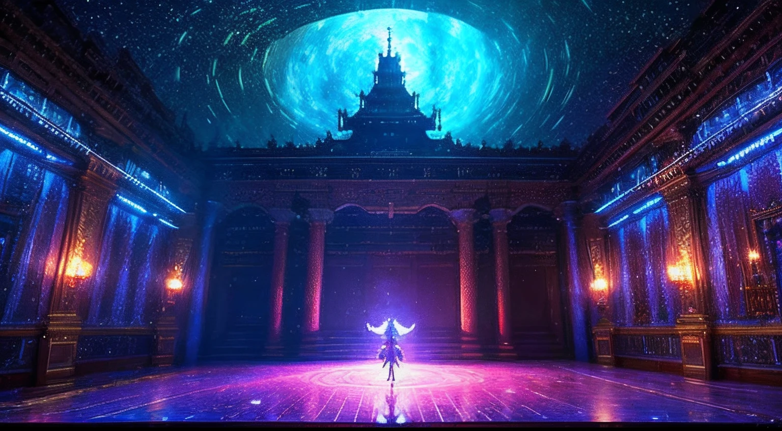 pixel game,scenography,fantastical scenes,inside in room,Space Opera House, Pixel art #pixelart