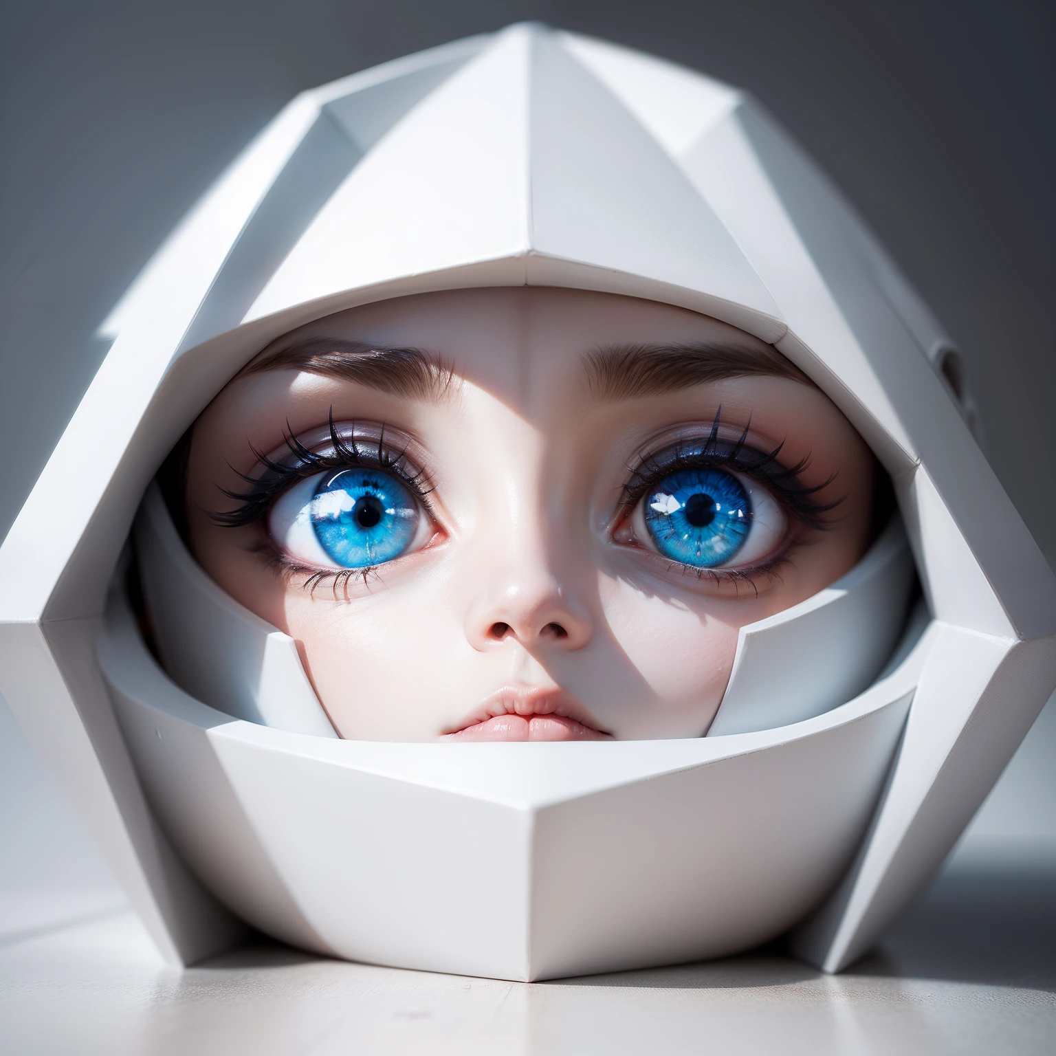 Cubo branco com um olho em uma de suas faces