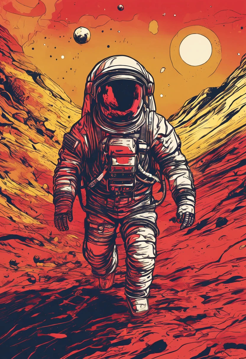 Astronaut red and yellow tones