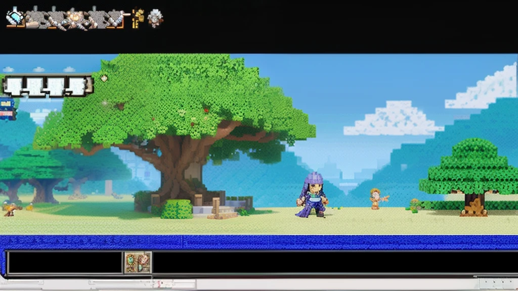 鸟山明风格,Flat pixel games《dragon quest》,Game scene design,(a paradise:1.4),16-bit pixels