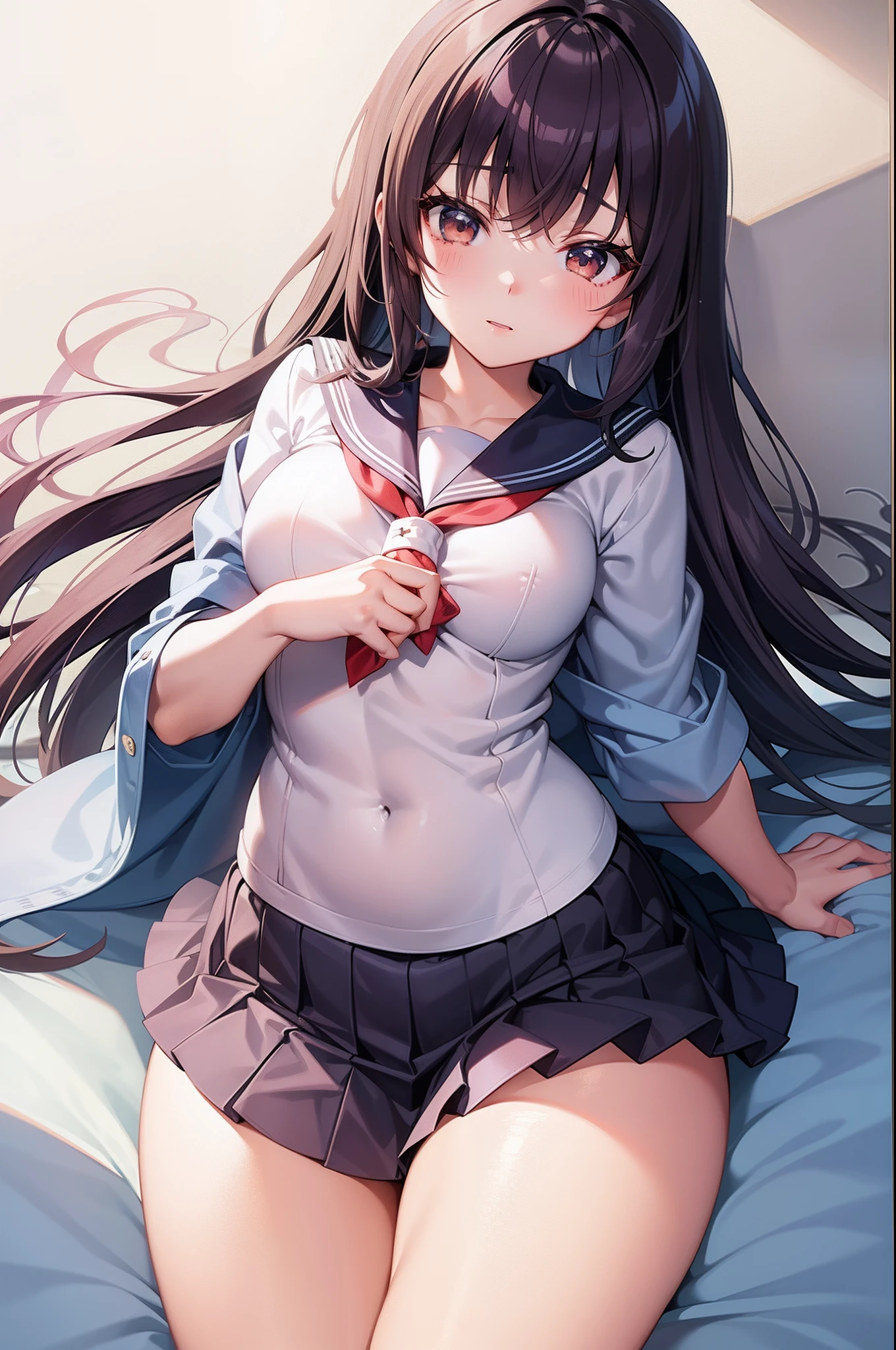 Puni high school girl in a sailor suit with thick thighs in the infirmary until late at night、a moon、stele