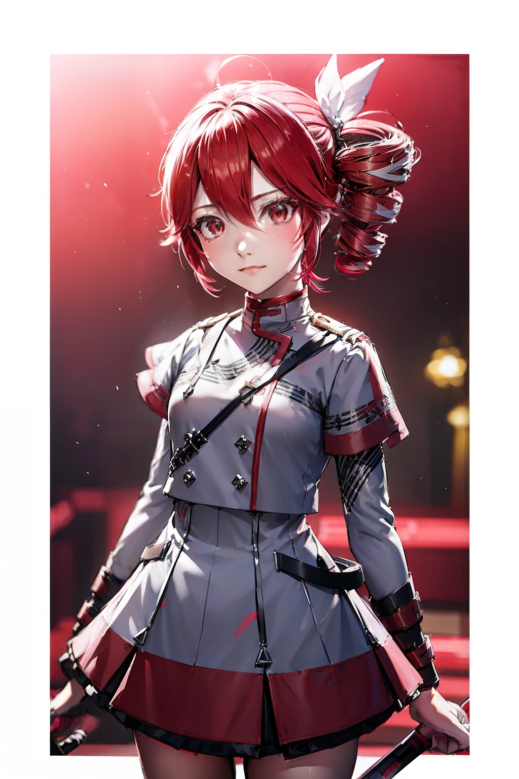 Anime girl with red hair and city bow, from arknights, Female protagonist 👀 :8, Ayaka Genshin Impact, Rin, Female protagonist, cushart krenz key art feminine, guweiz, from girls frontline, ayaka game genshin impact, crisp clear rpg portrait, marin kitagawa fanart, Fine details. girls' frontline