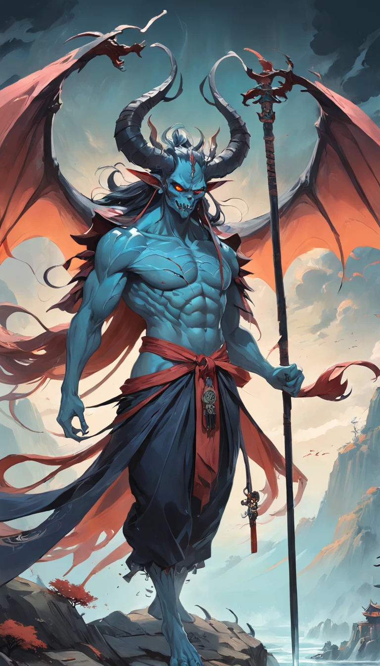 Demon with laminated whips on his back