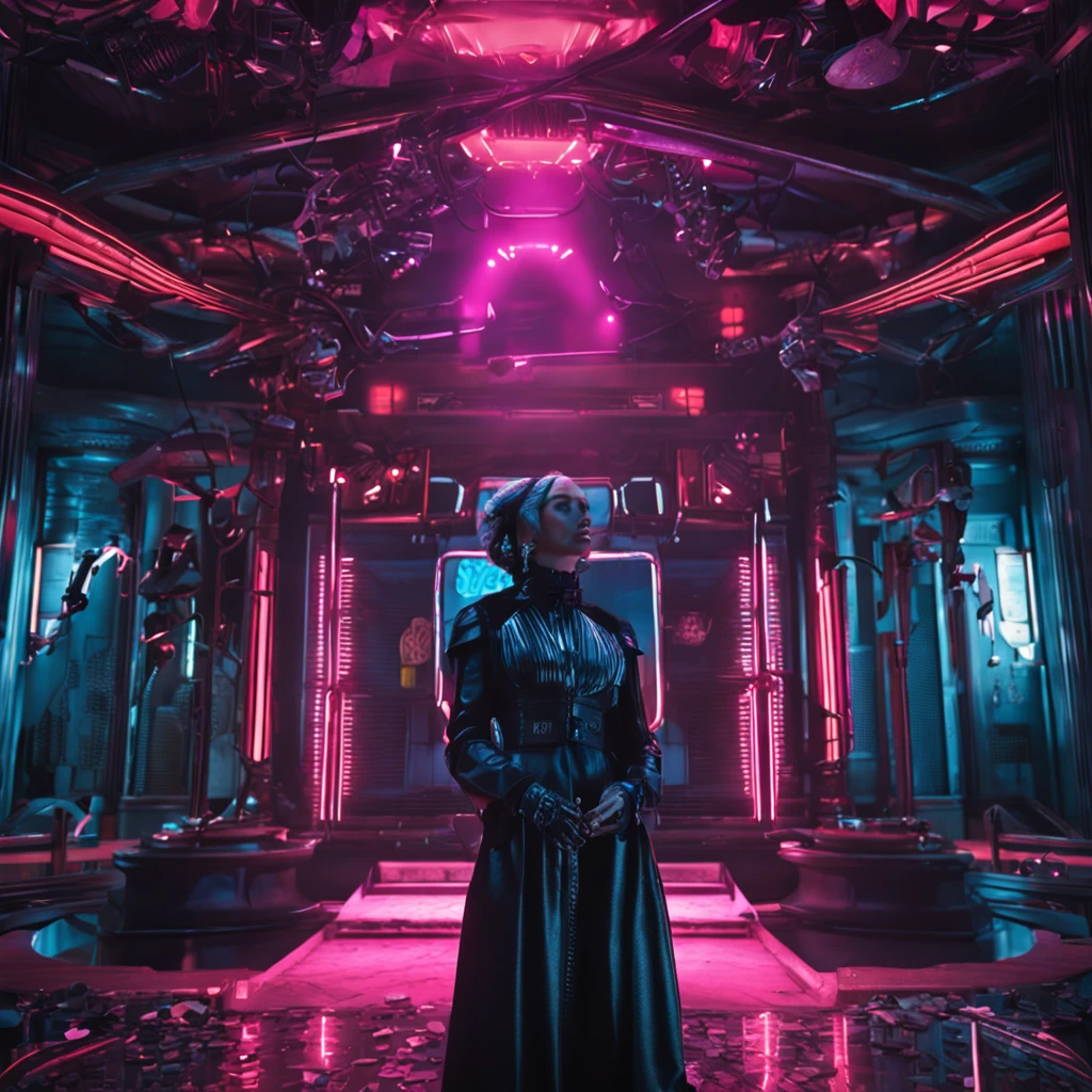 Pretty Girl Shrine Dark Night Cyberpunk
