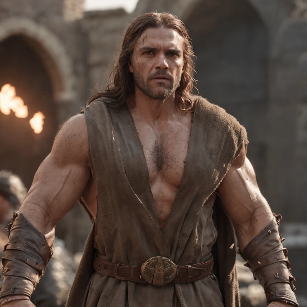 (Professional 3D rendering:1.3) de (Realistic:1.3) Foto de arte mais bonita do mundo,Features soft, bright male heroes, ((Epic hero fantasy rough muscular man wet hero angry look long hair short beard and fierce expression in dynamic pose, fantastic location, majestoso ambiente desordenado)), corpo inteiro 8k unidade render, action shot, poros da pele, very dark lighting, sombreamento pesado, circunstanciado, Rosto detalhado, (vibrante, fotogrdeia realista, Realistic, Dramatic, Escuro, foco nítido, 8k), (Old leather clothes damaged by bad weather:1.4), ((((Use peles)))), (intrincado:1.4), decadente, (altamente detalhado:1.4), pintura digital, rendering by octane, art stations, Conceito-Arte, liso, foco nítido, illustration, germe da arte, (Loish:0.23), Wlop Ilya Kuvshinov, e Greg Rutkowski e Alphonse Mucha Gracias, (global ilumination, studiolight, Light Volumetric), chuva forte, floating particles, patife, fantasia, Onze, corpo inteiroesbian, ((Fundo escuro e antigo da cidade:1.3)),CGSesociedade,art stations