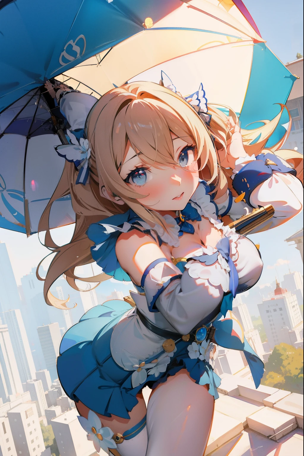 Anime girl with blue dress with blue eyes and umbrella, kawacy, official artwork, Top Rated on pixiv, Lori, Seductive Anime Girl, cushart kenz, pixiv 3dcg, anime style 4 k, splash art anime ****, waifu, advanced digital anime art」, anime moe art style, cushart, Detailed Digital Anime Art