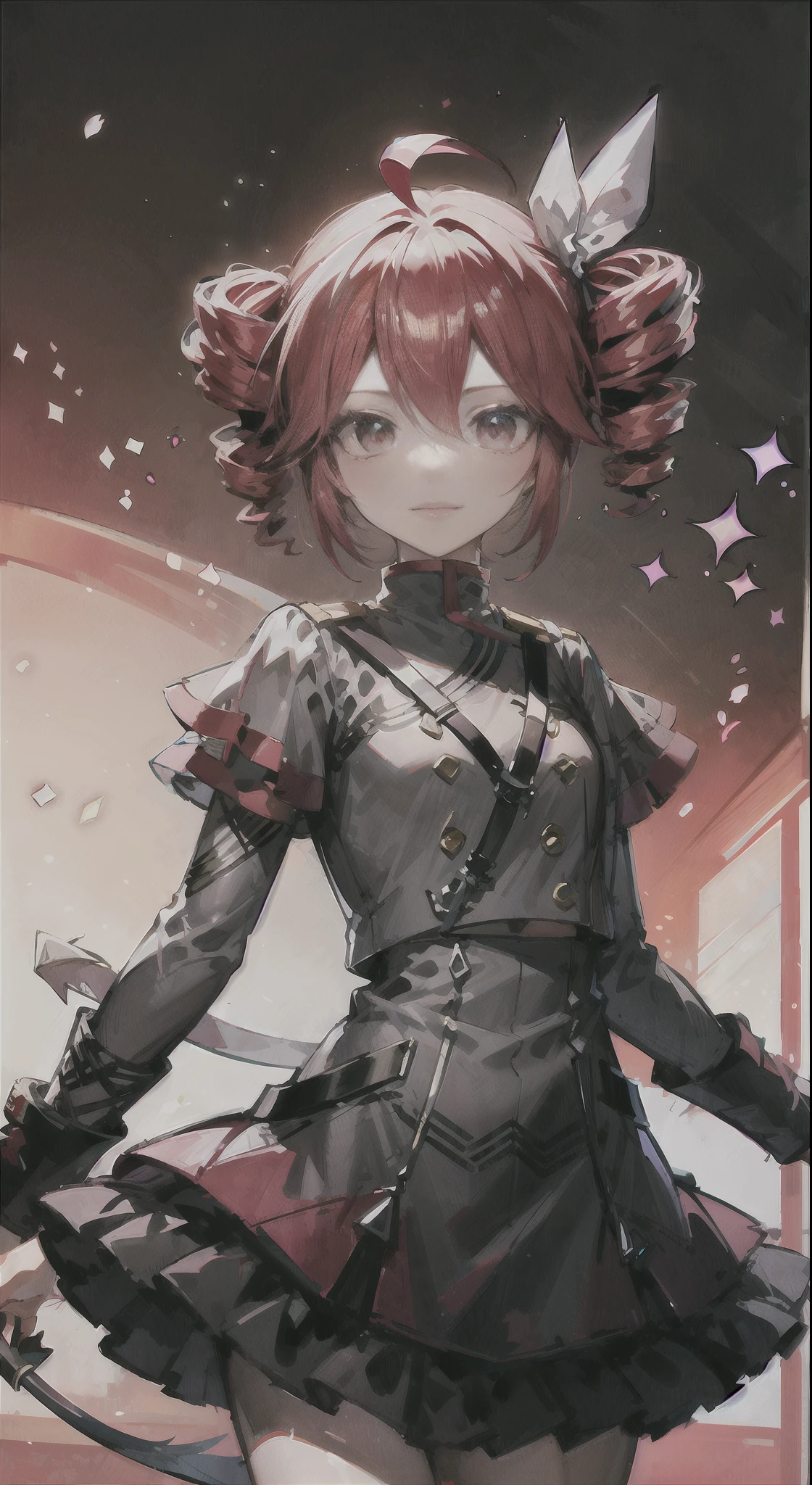 Anime girl with red hair and bow in dress, demon slayer rui fanart, Female protagonist 👀 :8, from arknights, shalltear bloodfallen, Rin, demon slayer artstyle, Female protagonist, armor girl, Ayaka Genshin Impact, cushart krenz key art feminine, [[[[grinning evily]]]]
