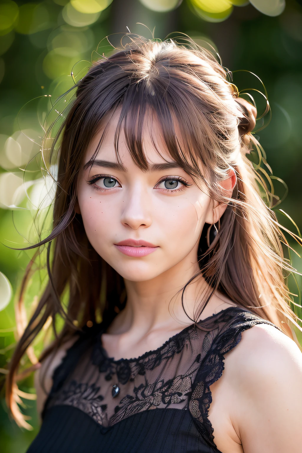 (realistic, photo-realistic:1.37),(8k, RAW photo, best quality, masterpiece:1.2), cute, ultra-detailed,heart-shaped pupils,physically-based rendering, ultra high res, kodakvision color, shot on Arricam LT Camera, bokeh, sharp focus,
looking at viewer,photorealistic,realistic, solo, photorealistic, best quality,extremely detailed face,extremely detailed eyes and face, beautiful detailed eyes,absurdres, incredibly absurdres,haunting smile,Messy hair, floating hair, ,