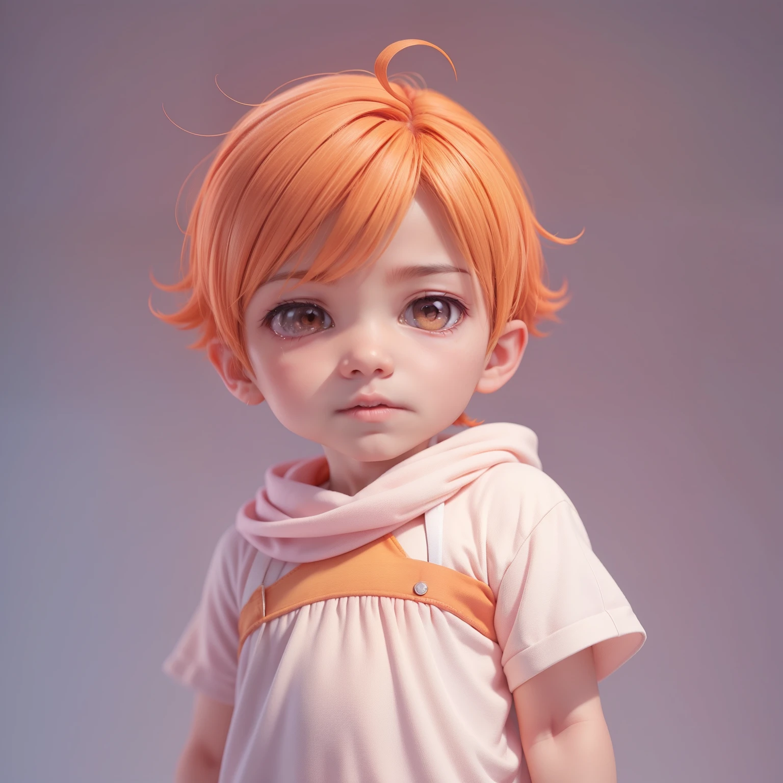 orange color hair, boy with orange eyes,High cold and irritable handsome,High sweet nose bridge,Pink mouth,White skin of the