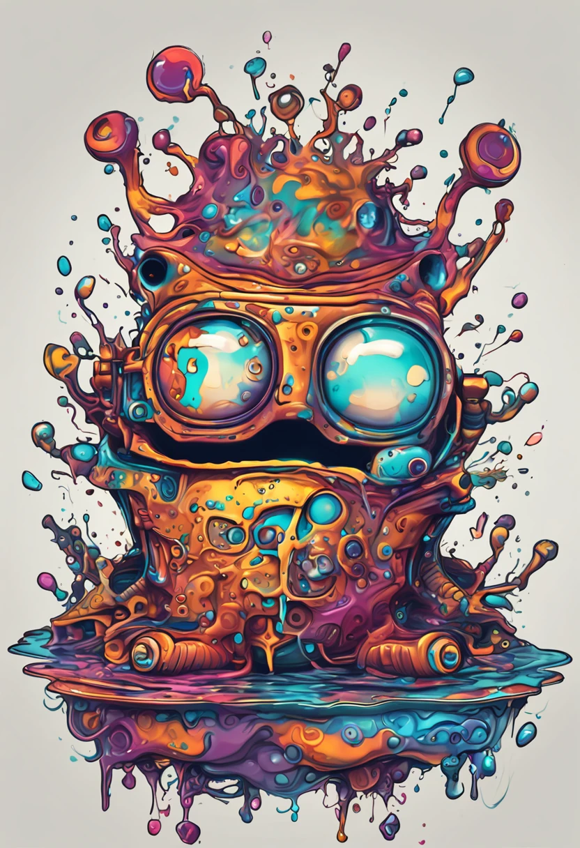 Die-cut splash art, Steampunk frog ((White background)), tosen, Epic Instagram, art stations, splash style of color paint, contours, hyper detailed intricately detailed , illusory engine, Fantastical, intricately details, Splash screen, Complementary colors, fantasy concept art, 8K resolution, Deviantart's masterpiece, Oil painting, Heavy strokes, paint drips, Splash Art