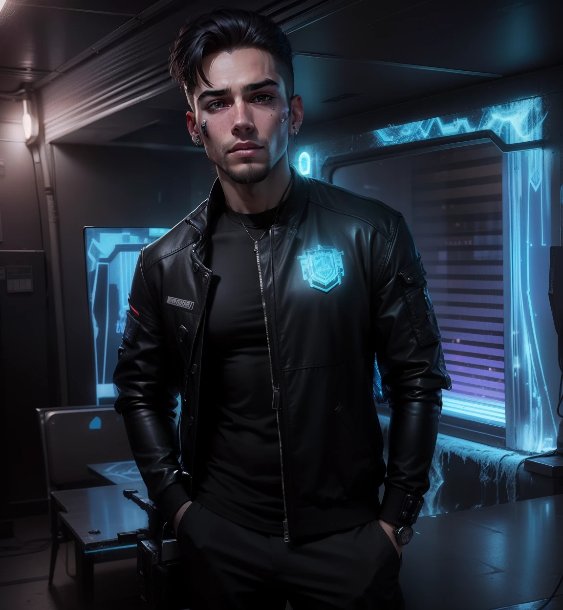 Change background cyberpunk handsome boy, realistic face, 8k,ultra realistic