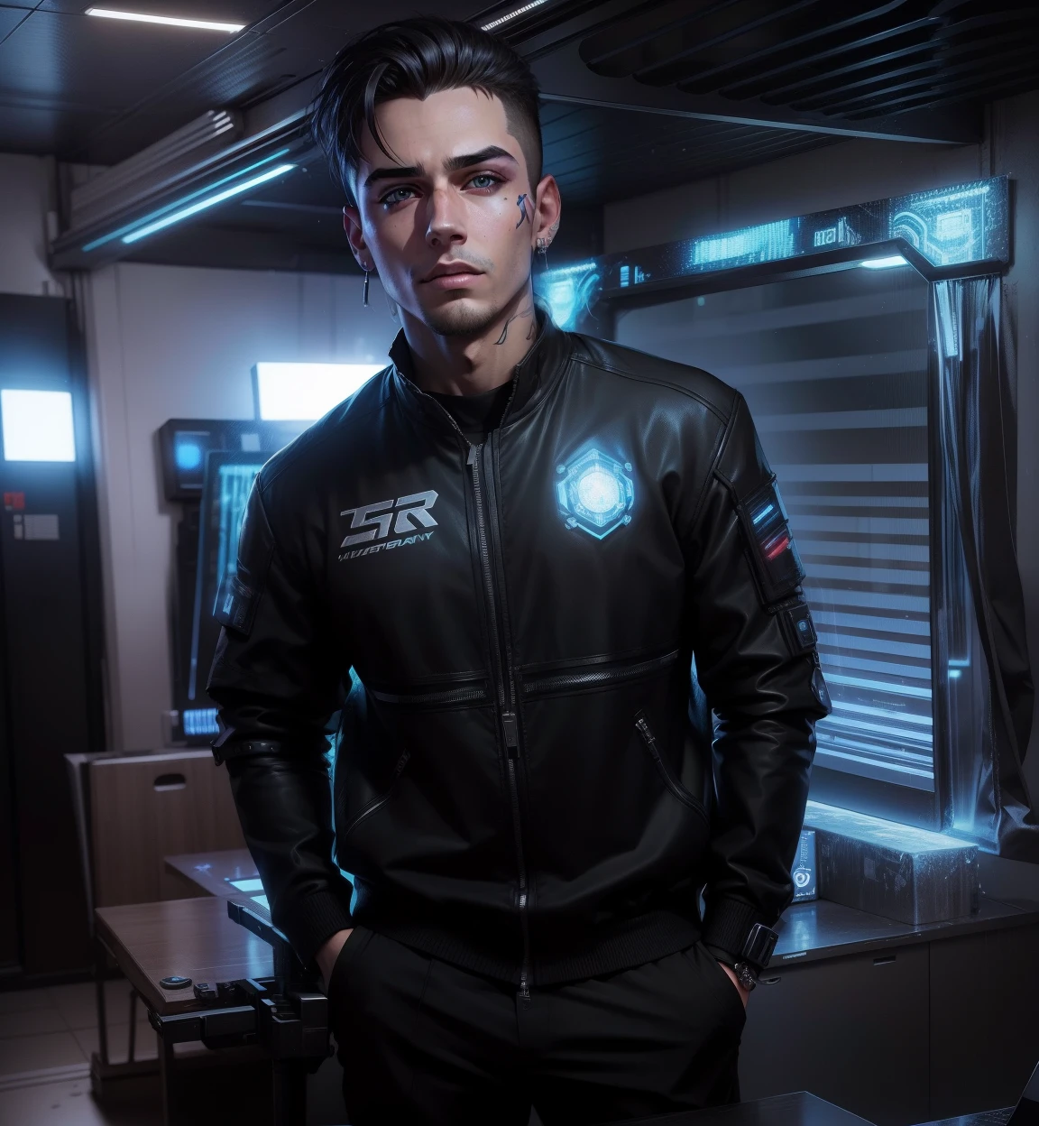 Change background cyberpunk handsome boy, realistic face, 8k,ultra realistic