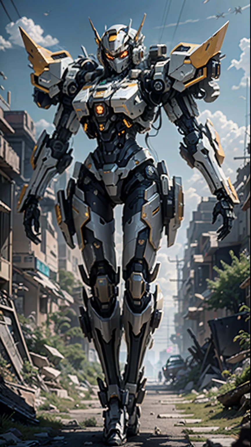 ((Best quality)), ((masterpiece)), (highly detailed:1.3), 3D,Shitu-mecha, beautiful cyberpunk women with her mecha in the ruins of city from a forgoten war, ancient technology,HDR (High Dynamic Range),Ray Tracing,NVIDIA RTX,Super-Resolution,Unreal 5,Subsurface scattering,PBR Texturing,Post-processing,Anisotropic Filtering,Depth-of-field,Maximum clarity and sharpness,Multi-layered textures,Albedo and Specular maps,Surface shading,Accurate simulation of light-material interaction,Perfect proportions,Octane Render,Two-tone lighting,Low ISO,White balance,Rule of thirds,Wide aperature,8K RAW,Efficient Sub-Pixel,sub-pixel convolution,luminescent particles,light scattering,Tyndall effect