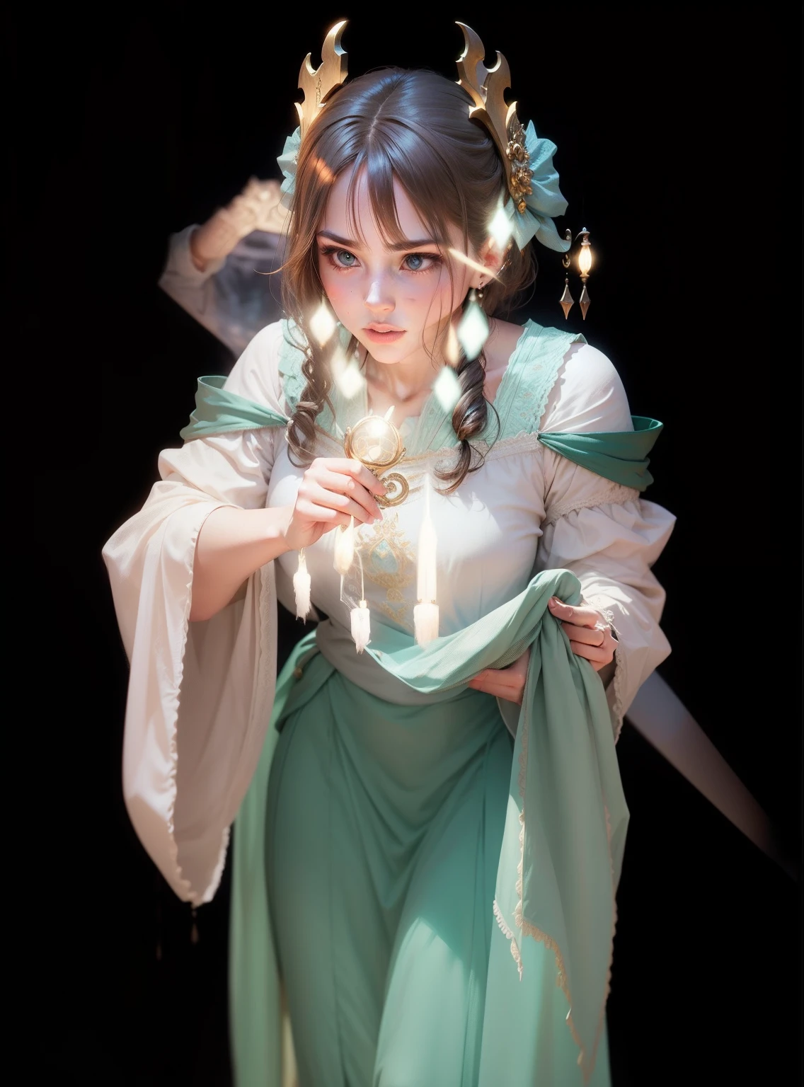 Cinematic lighting,High degree of completion,Precise facial features,a sense of atmosphere,color,design sense,There is a sense of story,Magical,