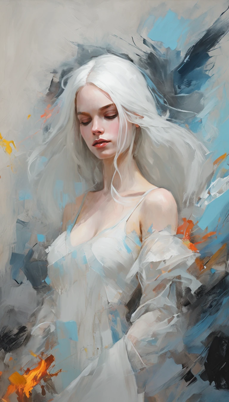 1girl,white hair,witch,the style of dark soul,best quality,light blue dress,fire magic