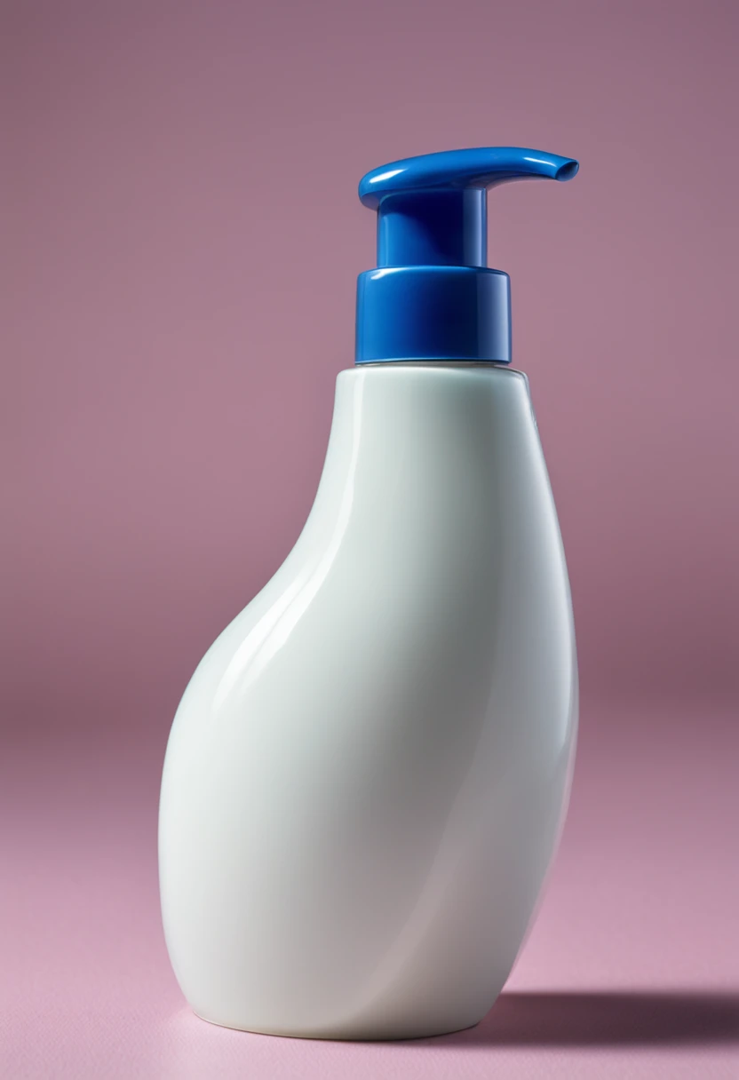 Close-up of a bottle of lotion on the table, dripping blue natural iwakura, japanese collection product, head and shoulders masterpiece, full head and shoulders, Only the head and shoulders, Milky white skin, not cropped, designer, organic ceramic white, exploitable image, liquid high glossy, Beautiful design, Porcelain white skin, product image, shirow masamune
