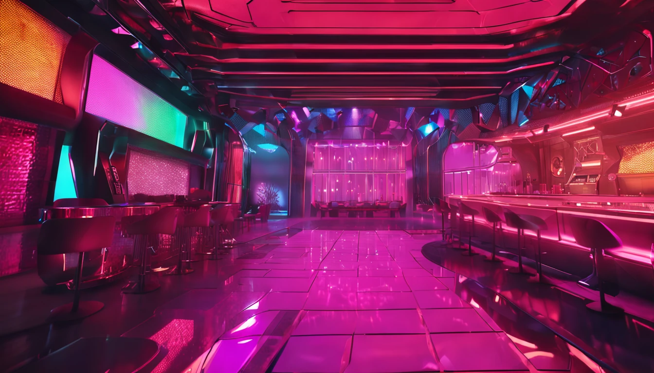 Discoteca futurista, Entorno futurista, cyberpunk, 8k