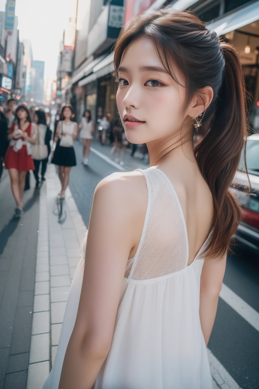 (top-quality、8K、32K、​masterpiece）Beautuful Women、TOKYOcty、In the street、natta、street snap、夏天、perm