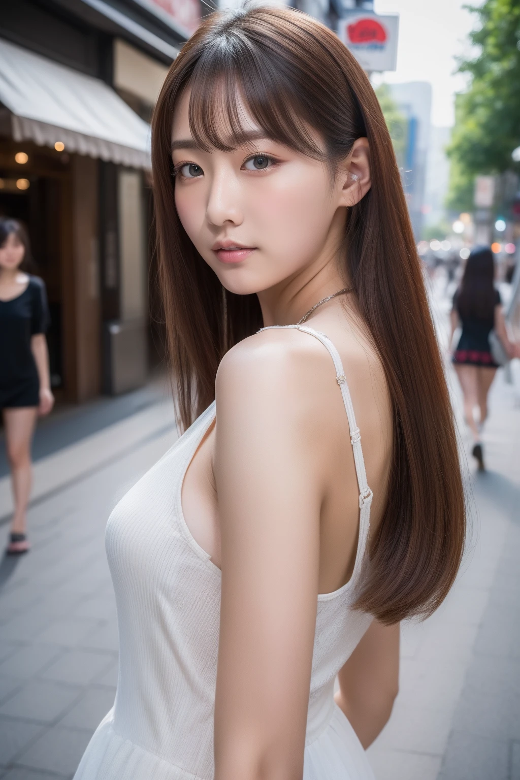 top-quality、8K、32K、masterpiece)Women with various faces、TOKYOcty、In the street、natta、street snap、夏天、Various hairstyles
