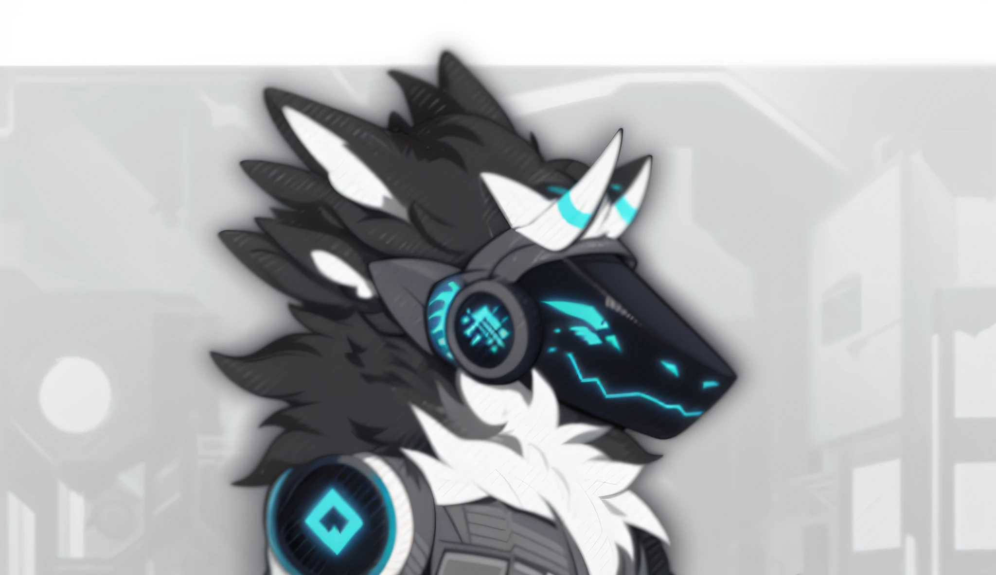 Close-up of cartoon animal wearing helmet, mecha anthropomorphic penguin, discord pfp, black cyberlox, protogen, portrait of a zentaur, style of duelyst, discord profile picture, weirdcore voidpunk fursona, echo from overwatch, , locklegion,Sub-giant mecha wolfhound