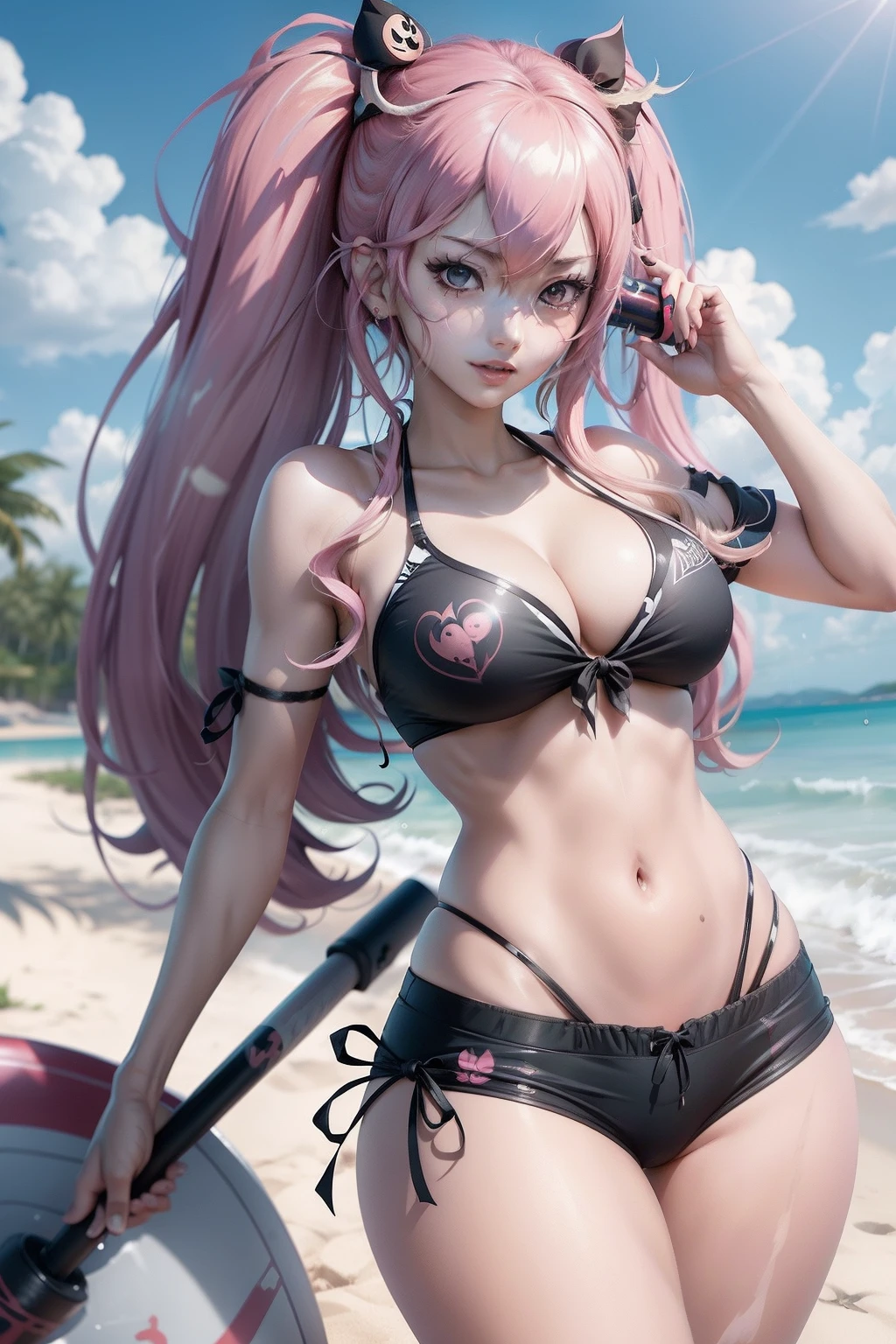 Junko enoshima in bikini with a metal bat